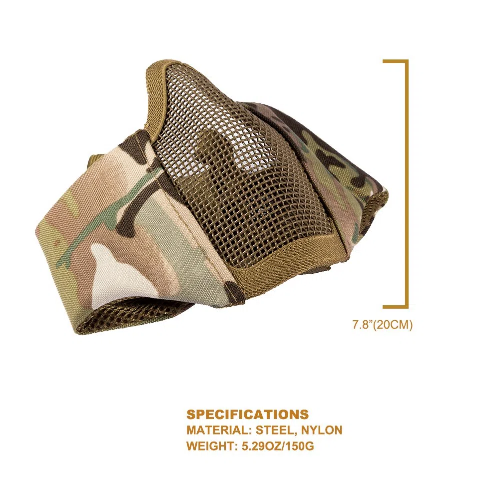 OneOneTigris Máscara Facial Plegable para Airsoft de Malla con protección auditivaTigris Máscara Facial Plegable para Airsoft de Malla con protección auditiva, Color Negro, tamaño 20cm x 15cm