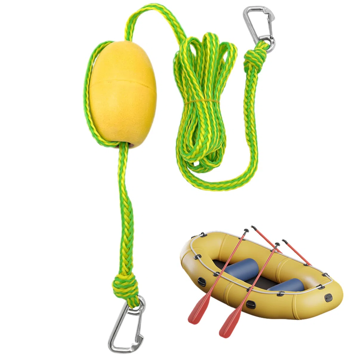 Cuerda Flotante con Flotador de boya, Cuerda de Anclaje de Flotador de Piscina Resistente de 12 pies con Gancho de Acero Inoxidable, Ancla de Barco de Alta Visibilidad para Agua de Playa, Lago o