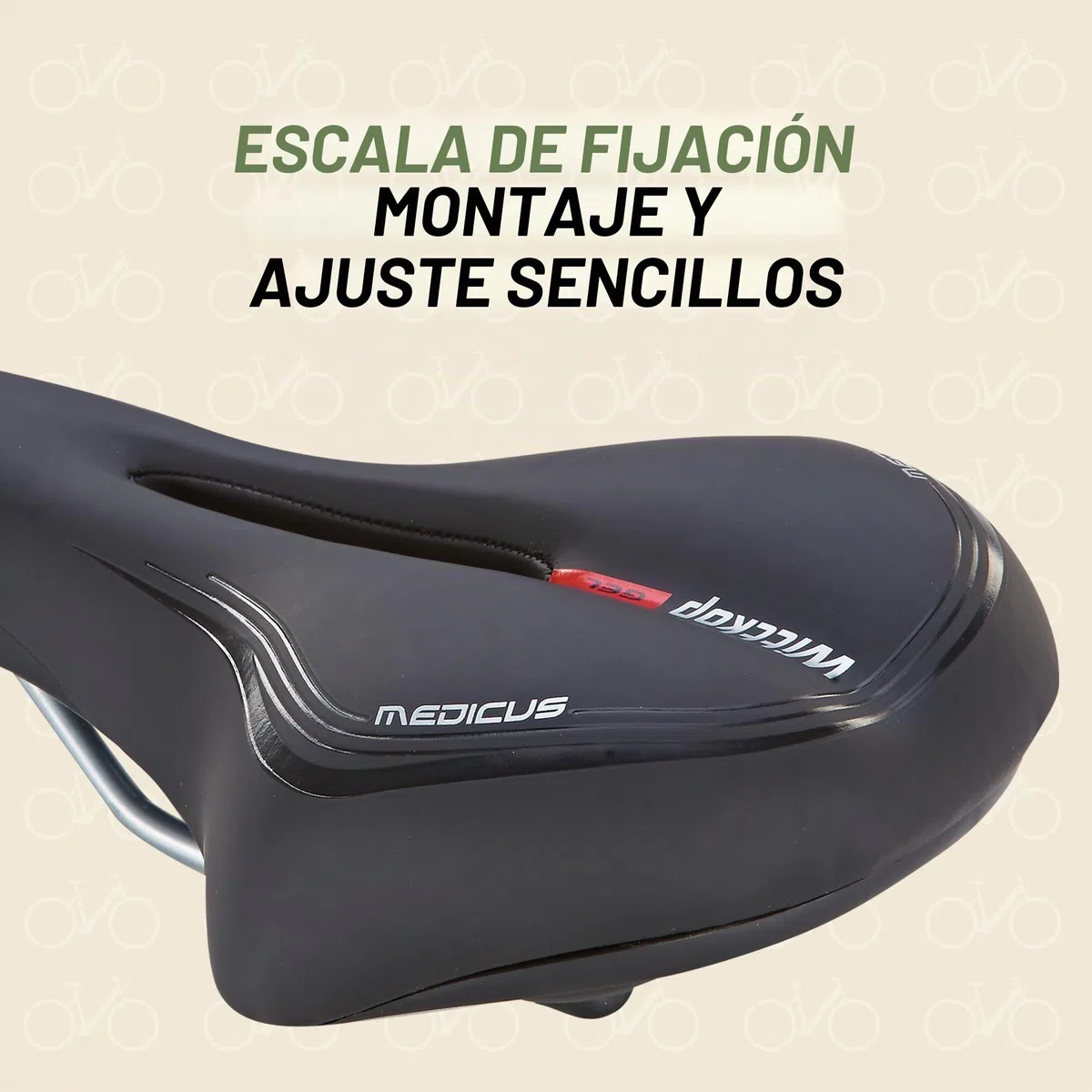 Prophete Wittkop Medicus Twin Saddle - Sillín de Bicicleta para Senderismo, con Inserto de Gel y amortiguación de elastómero, Acolchado de 5 Zonas, Color Negro