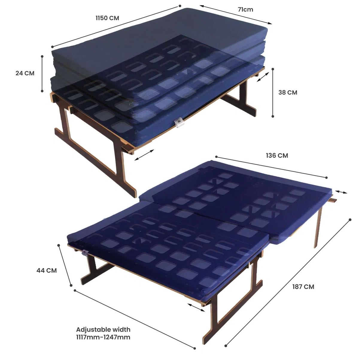Cama Camper para Furgoneta PEQUEÑA con Colchón Plegable, Kit Camper Básico para Furgo, Cama Desmontable Fácil Montaje