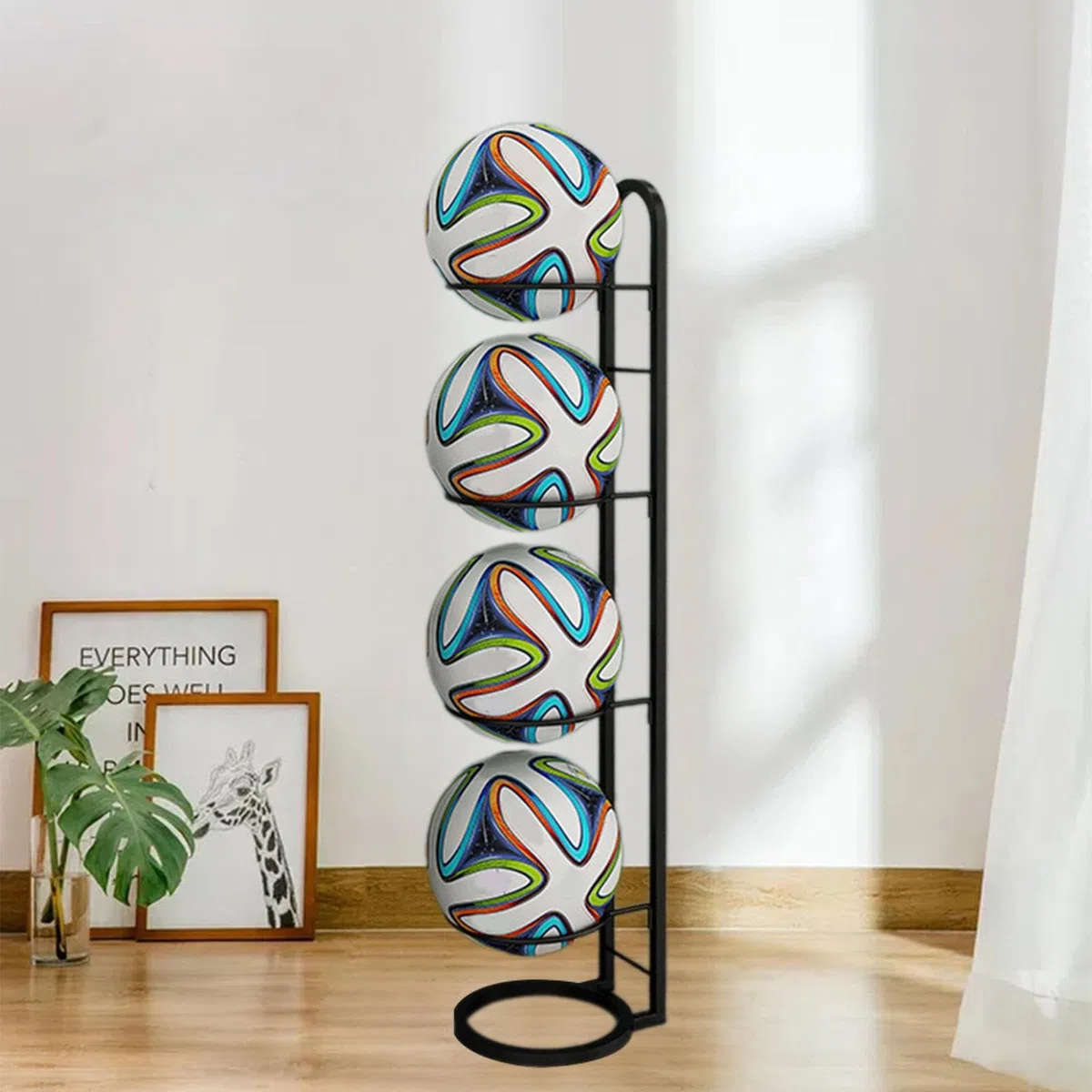 harayaa Soporte Vertical de Baloncesto, Estante de Almacenamiento de Baloncesto, Soporte de Pelota de Metal, Organizador de Equipos Deportivos