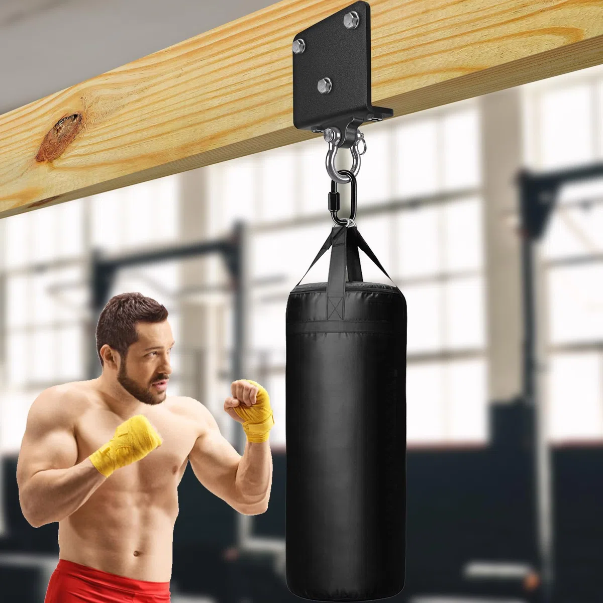 BeneLabel Soporte para Saco de Boxeo, Soporte para Viga, Gancho para Colgar Saco Pesado, Hardware para Ejercicios de Velocidad, Entrenamiento de Muay Thai, Hamaca Oscilante, 1000 Libras