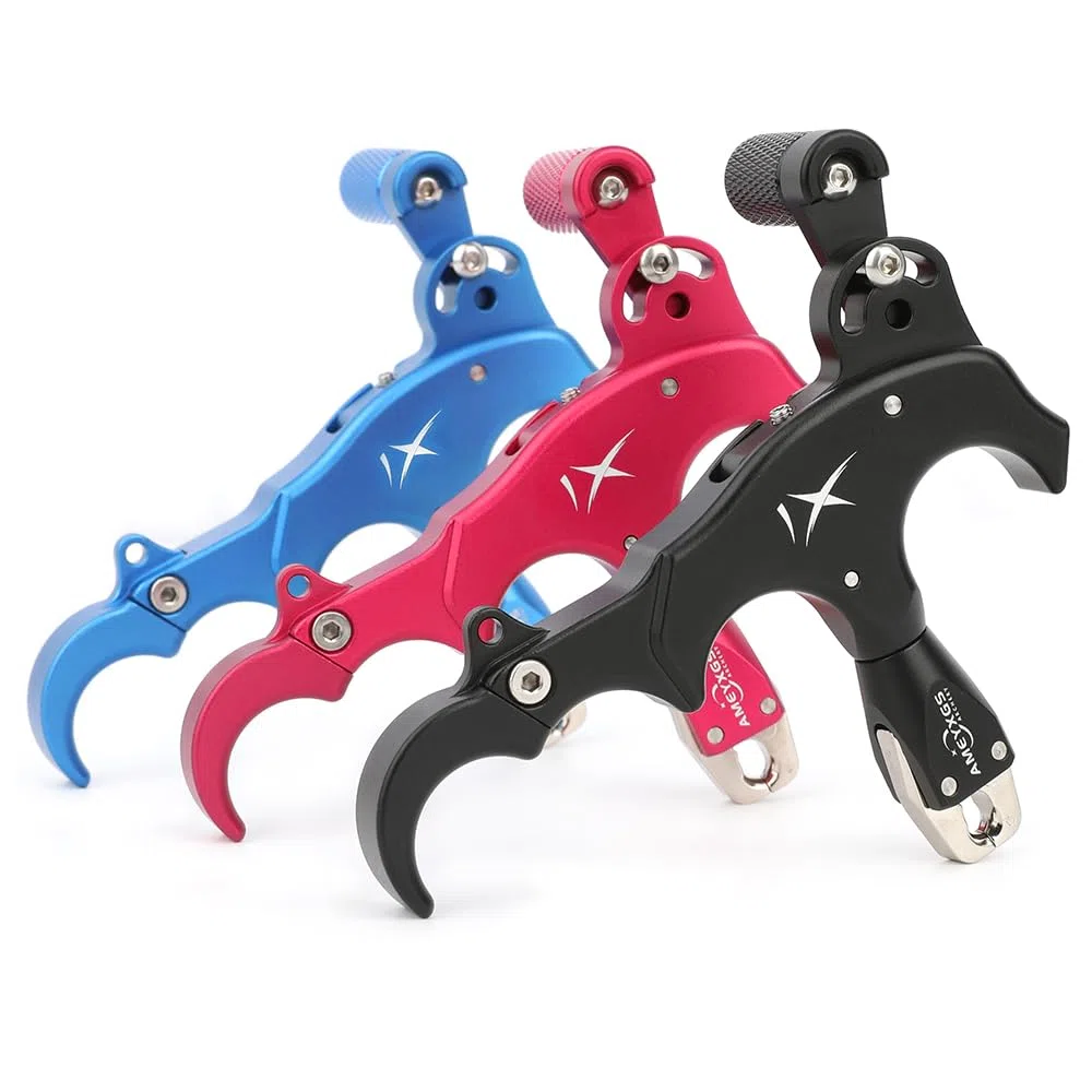 SHARROW Disparadores de Tiro con Arco Thumb Release Aids Arco Compuesto 3 o 4 Dedos Intercambiables Aluminio Ayuda de Liberación con Metal D-Loop para Caza