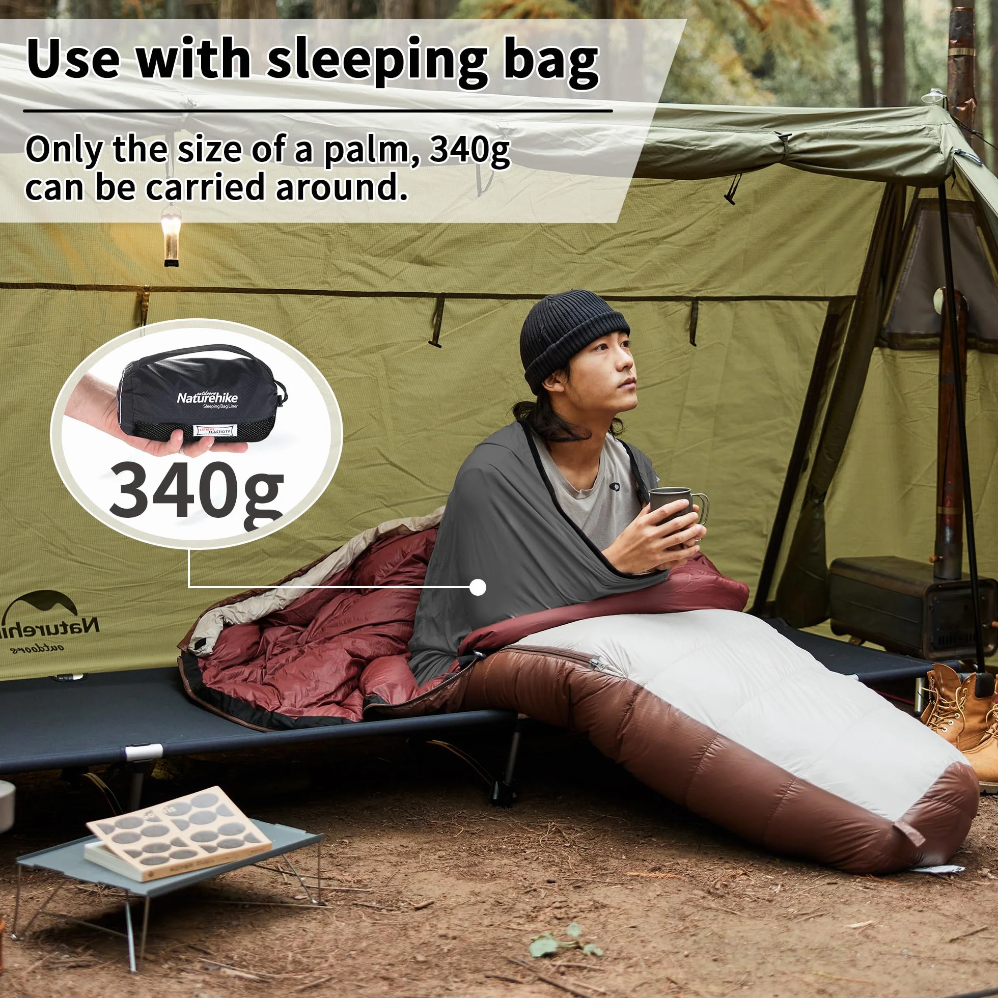 Naturehike Sábanas para Sacos de Dormir de Viaje Sábanas de Viaje Ligeras para Acampar Sólo 360 g Saco de Dormir Portátil Adecuado para Acampar, Viajar, Albergues, Picnics, Aviones, Trenes