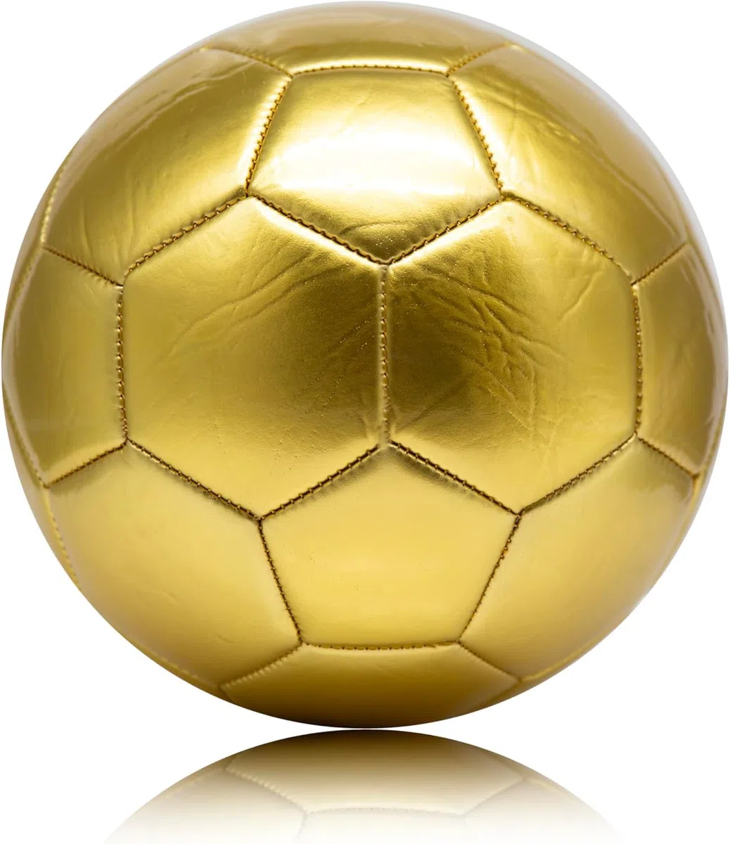 Balón de fútbol dorado liso de 32 paneles, tamaño 5, balón de fútbol dorado metálico