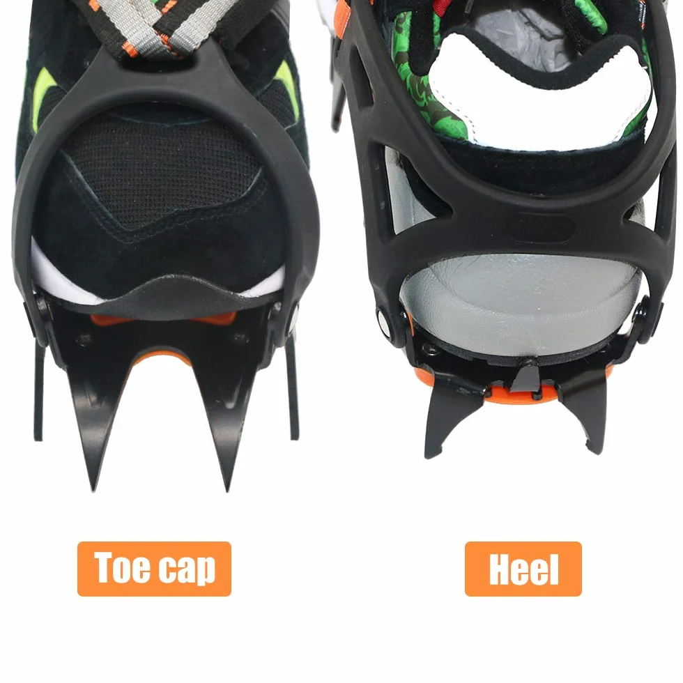 Tacos de Hielo 12 Dientes Crampones de Hielo Zapatos Nieve Invierno Tacos Tracción con Pinza para Esquí Montaña CN 36-46 US 6-13.5 Picos Acero Al Manganeso