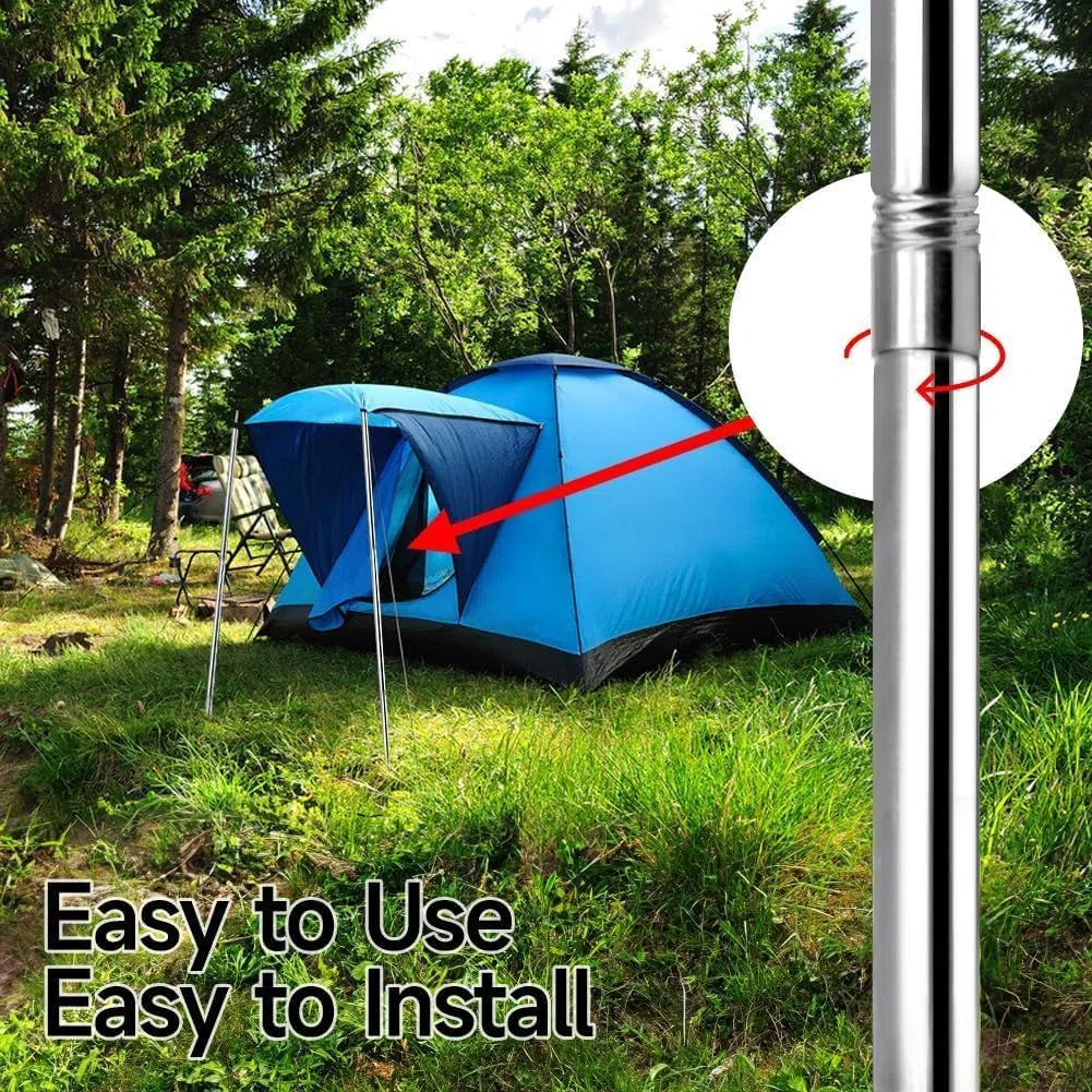 SAN LIKE Varillas Tienda Campaña, Barra Telescópica para Tiendas de Campaña o Toldo Ajustable Postes de Lona de Toldo Camping Carpas, Plegables Palos de Tiendas de Campaña, Postes Metalicos de Soporte