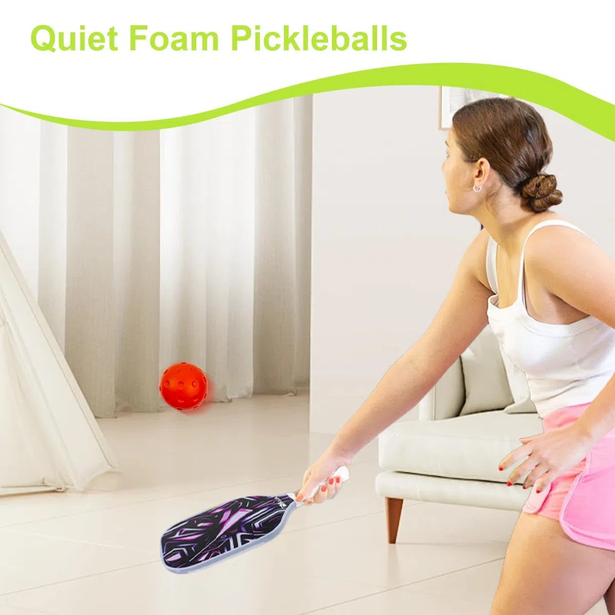 Genérico 3 Pack Foam Pickleballs, Quiet Pickleball Balls, 74mm,Quite Warm Up,High-Visibility, Soft,Lightweight,74mm Sports Ball Accessories,for Yards Lawns Gyms