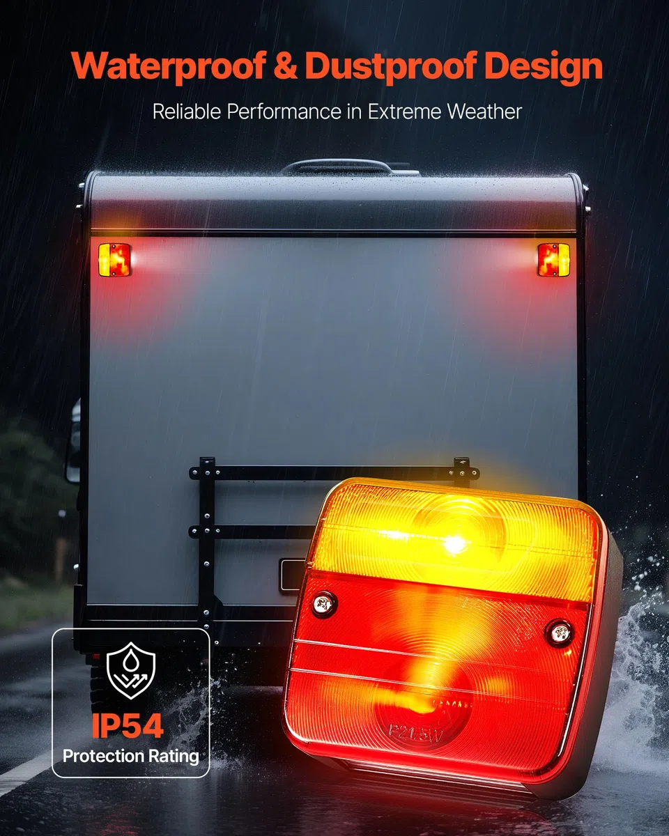 VEVOR Juego de 2 Luces para Remolque, con 4 Modos de Luz de Freno, Giro, Trasera y Matrícula, Impermeables y a Prueba de Polvo, con Cable, Apto para Camión, Barco, Autocaravana, 103 x 95 x 51 mm