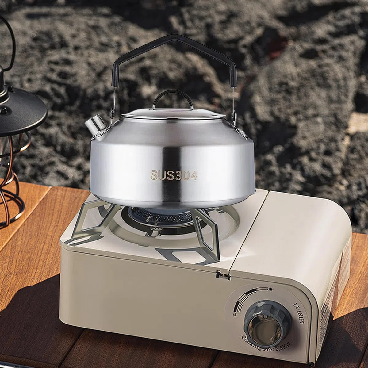 Hervidor de agua de acero inoxidable | para camping y exterior | tetera | caldera portátil de camping para el hogar | hervidor de agua | accesorios de camping 1L/1,5 L