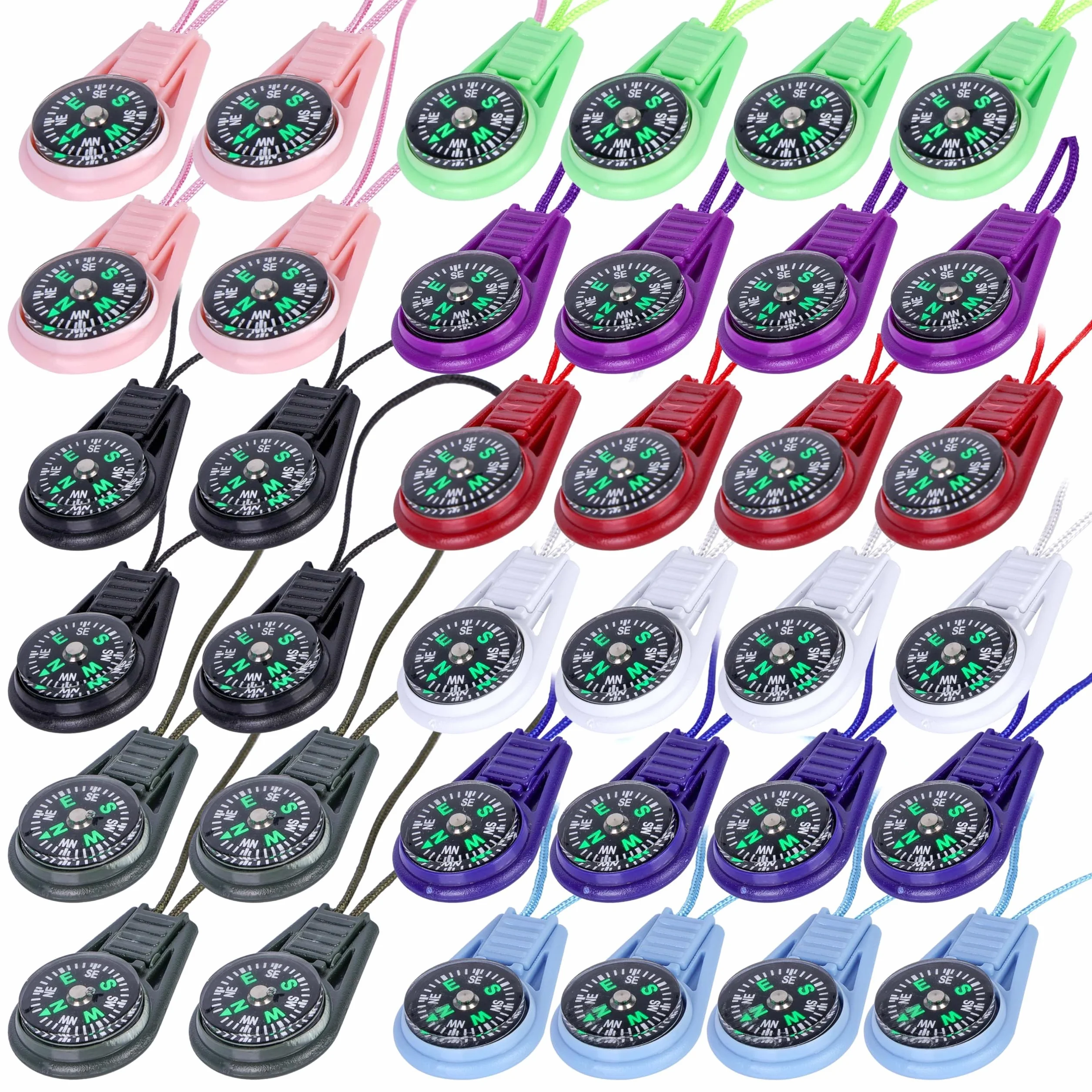 36 Piezas Brújula Mini Multicolor – Brújulas de Orientación para Exteriores – Brújula Niños y Brújula Supervivencia con Cuerda – Brújulas Portátiles para Camping y Senderismo