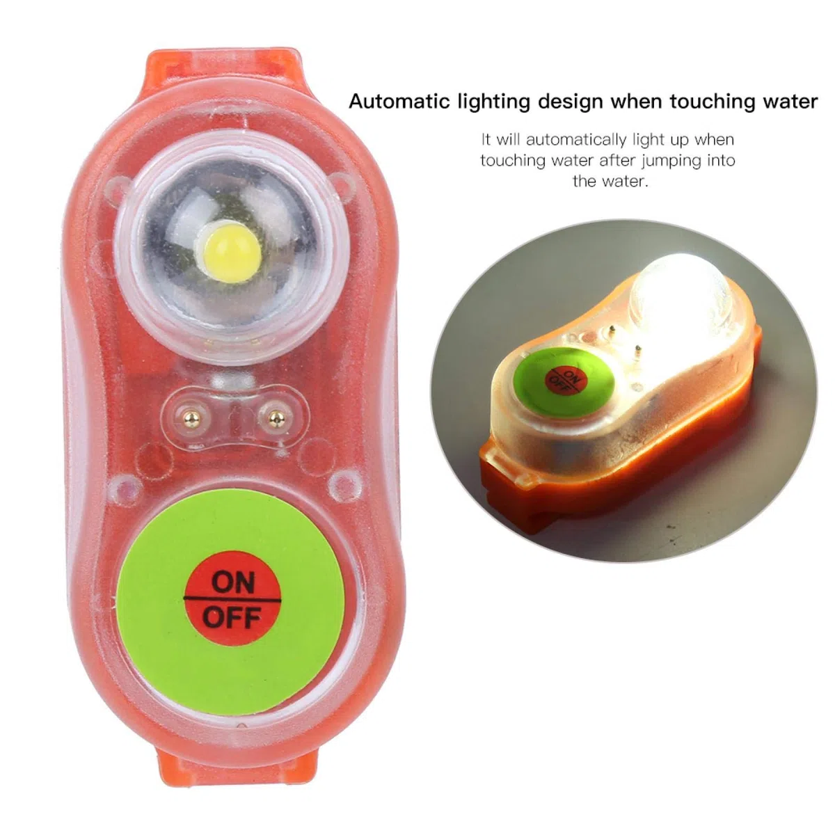 Luz de localización automática de supervivientes, lámpara de luz de Chaleco Salvavidas LED, Litio JHYD-I Agua de mar Autoiluminación Linterna de Ahorro de Vida Lámpara de atracción de luz(Naranja)