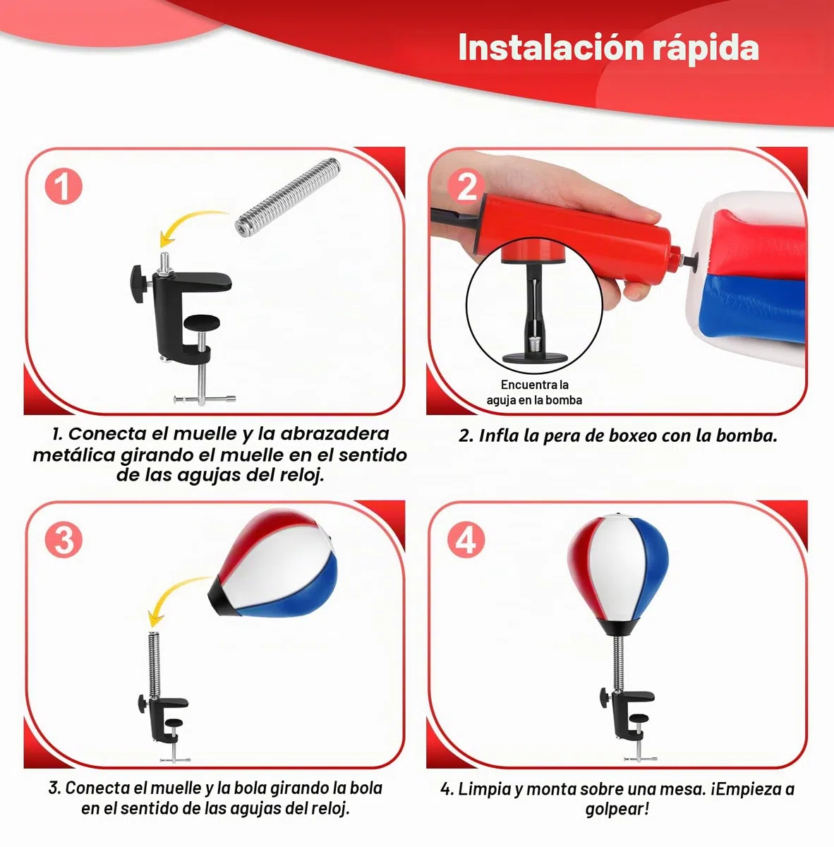 NZQXJXZ Saco de Boxeo de Escritorio, Bolas de Velocidad de Saco de Boxeo, Eliminador de estrés con Abrazadera de Escritorio para Mesa de Oficina, Regalo Divertido para Amigos o compañeros de Trabajo