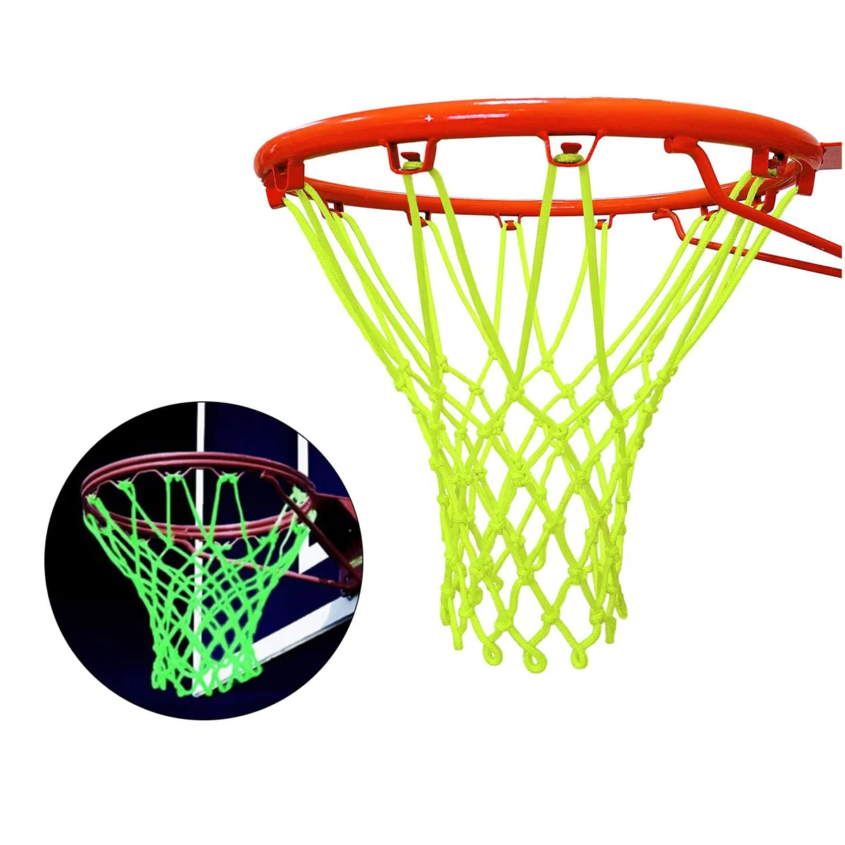 Red Luminosa de Baloncesto, Red de Baloncesto Que Brilla en la Oscuridad, Red de Baloncesto Verde Fluorescente para Exteriores para Jugar de Noche Al Aire Libre (19x14x3cm)