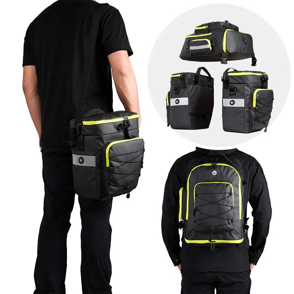 Rhinowalk Bolsa de bicicleta para bicicleta, para portabicicletas de carga, bolsa de hombro, bolsa para portátil, accesorios de ciclismo profesionales 3 en 1