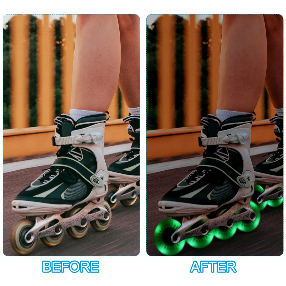 PATIKIL Ruedas de Patines en Línea con Luces de Colores 80mm, 4 Piezas de Ruedas de Patines en Línea LED Parpadeantes 90A PU con Rodamientos para Reemplazo de Scooter, Verde