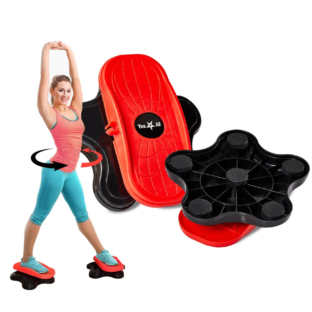 Yes4All Tabla giratoria para abdominales, nueva generación de disco de torsión de cintura, tabla giratoria, paso a paso para ejercicio aeróbico, entrenamiento de tonificación de cuerpo completo, sin