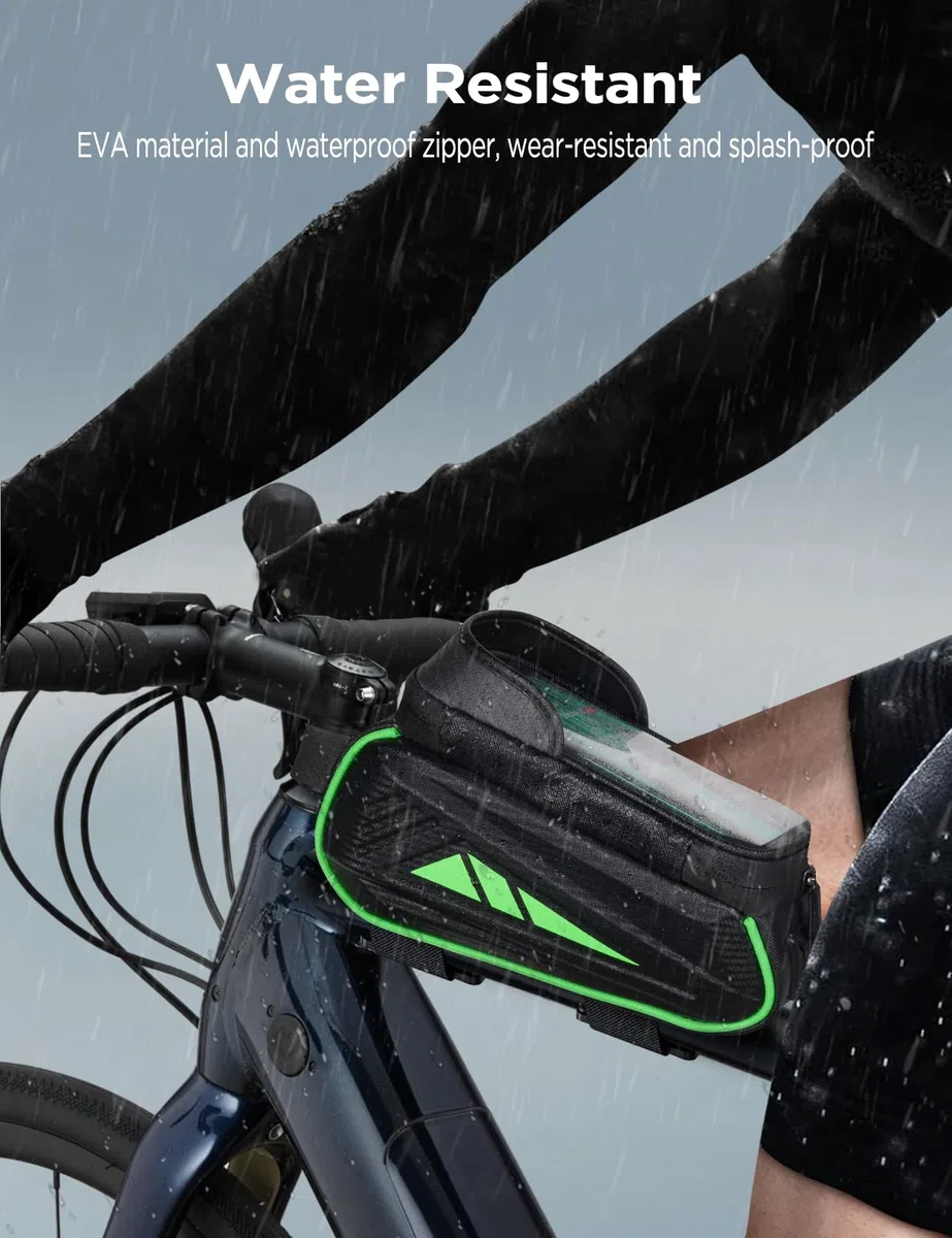Vitalismo Bolsa para marco de bicicleta, resistente al agua, para smartphones de hasta 7 pulgadas, soporte para teléfono móvil, funda para tubo superior con TPU sensible pantalla táctil para