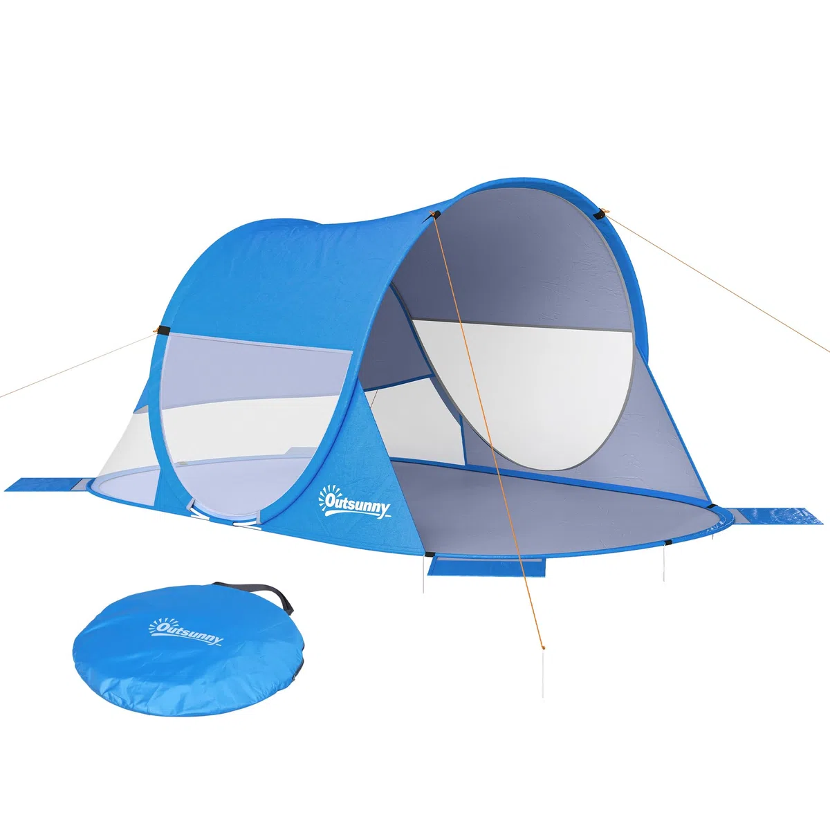 Outsunny Tienda de Playa Plegable Pop-up Carpa de Playa Automático para 1-2 Personas con 1 Puerta 2 Ventanas y Bolsa de Transporte para Parque Camping 200x120x90 cm Azul