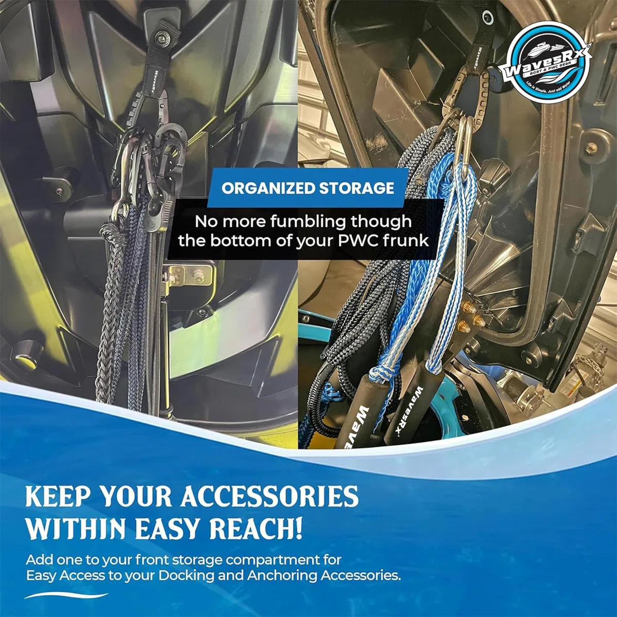 WAVESRX Soft Loops Jet Ski Cleats | Correas de Bucle seguras para Fijar defensas de atraque, Guardabarros, líneas de Anclaje, Cuerdas elásticas y Cuerdas de Amarre a tu Moto acuática