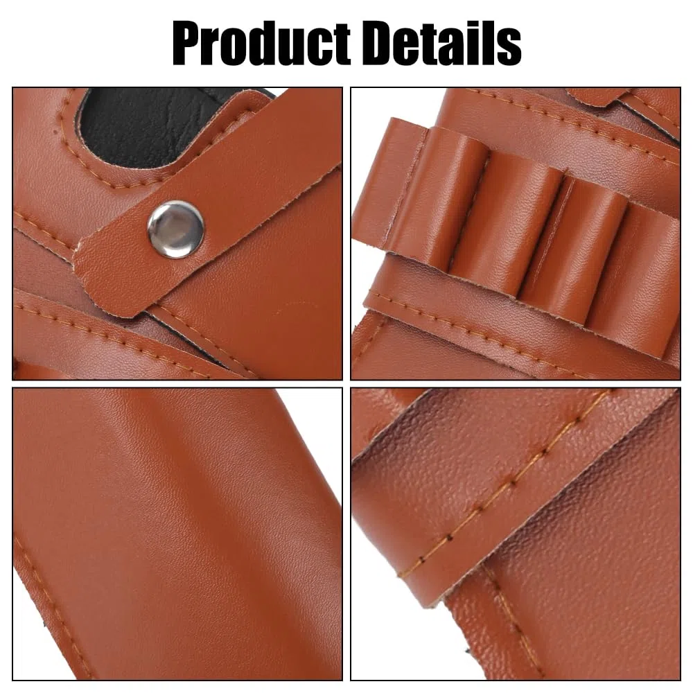 Funda para revólver, Funda para Pistola Western Cowboy, Funda de Cuero Ajustable con Bolsillo para Cartuchos para Caza al Aire Libre