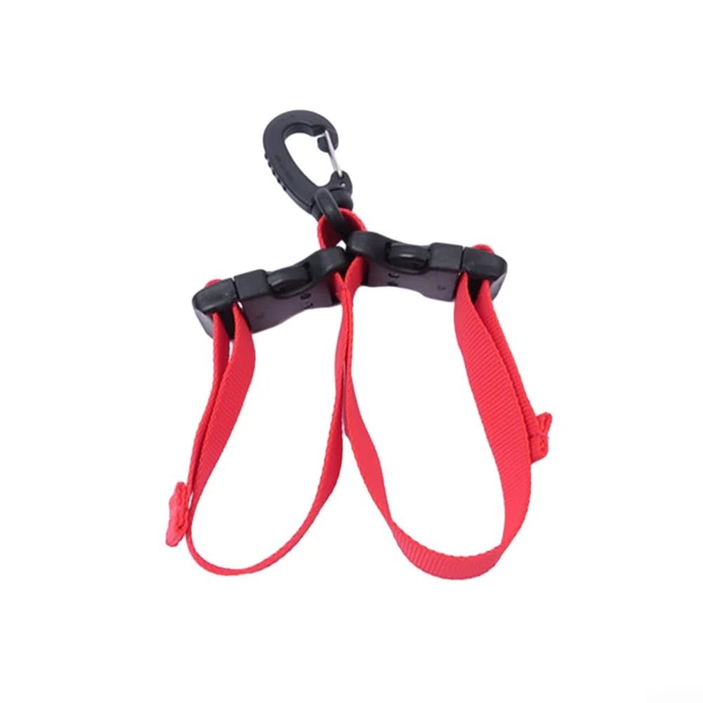 Correa de sujeción de aletas de buceo con clips ABS de doble hebilla y gancho de metal para colgar, soporte ajustable de liberación rápida para una fijación segura de la aleta en el equipo