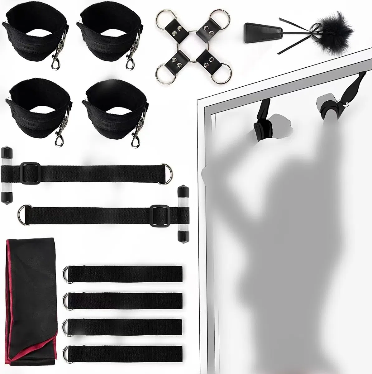 WOLWES Bloque de ejercicios multifuncional de nylon para hombres y mujeres