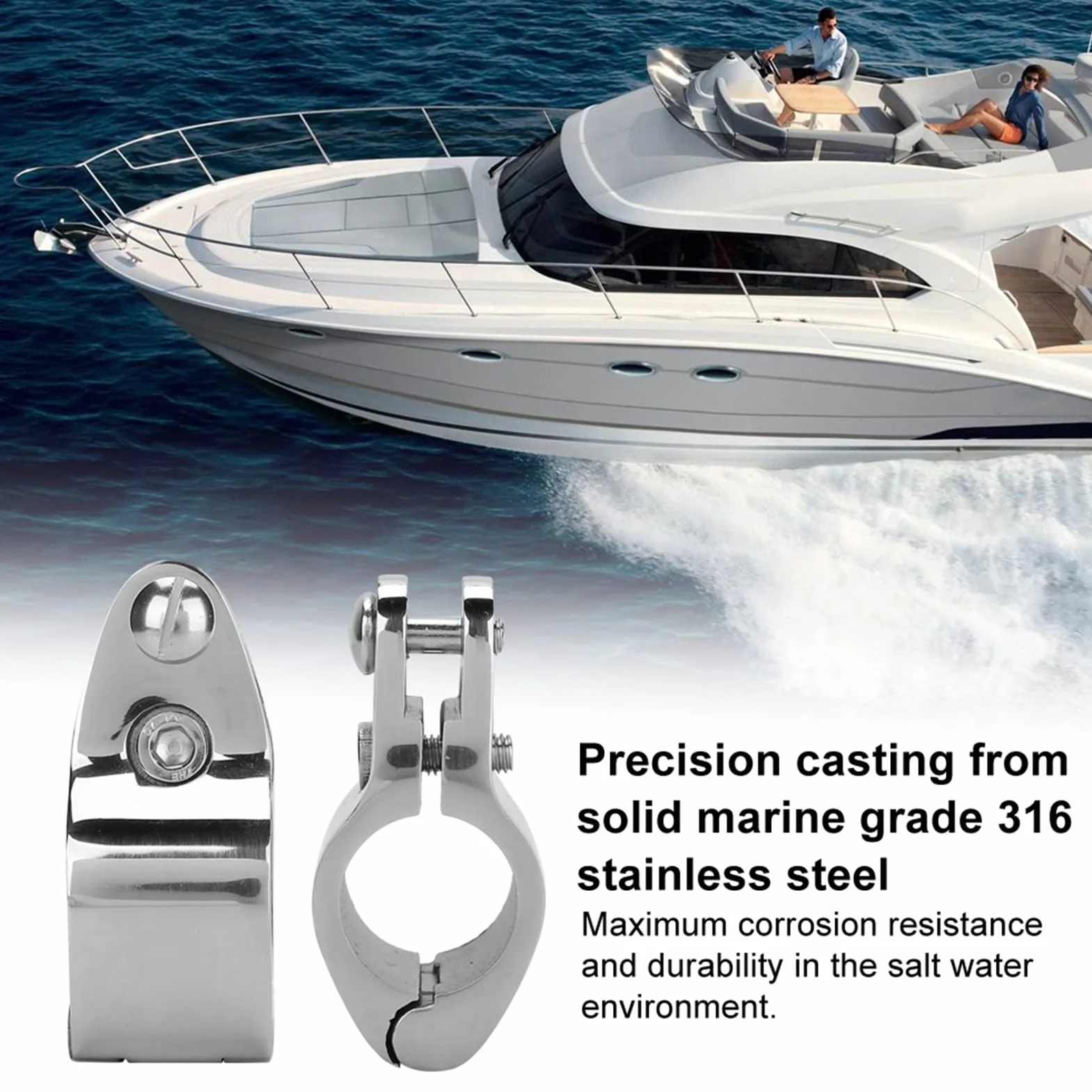 Paquete de 2 Bimini Superior para Barco, Montaje de riel Deslizante de mandíbula con bisagras de 1 Pulgada, tobogán de mandíbula Superior para Barco/Tapa Superior, Accesorios para yate(30mm)