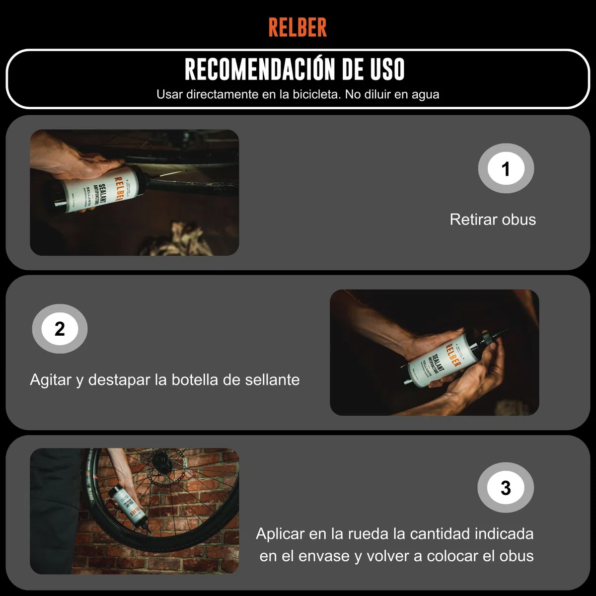relber - Sellante Liquido Antipinchazos Bicicleta | Liquido Tubeless MTB - Gravel - CICLOCROSS - Carretera | Repara Pinchazos Bicicleta | Liquido Sellante Tubeless o Cámaras de Aire Bicicletas