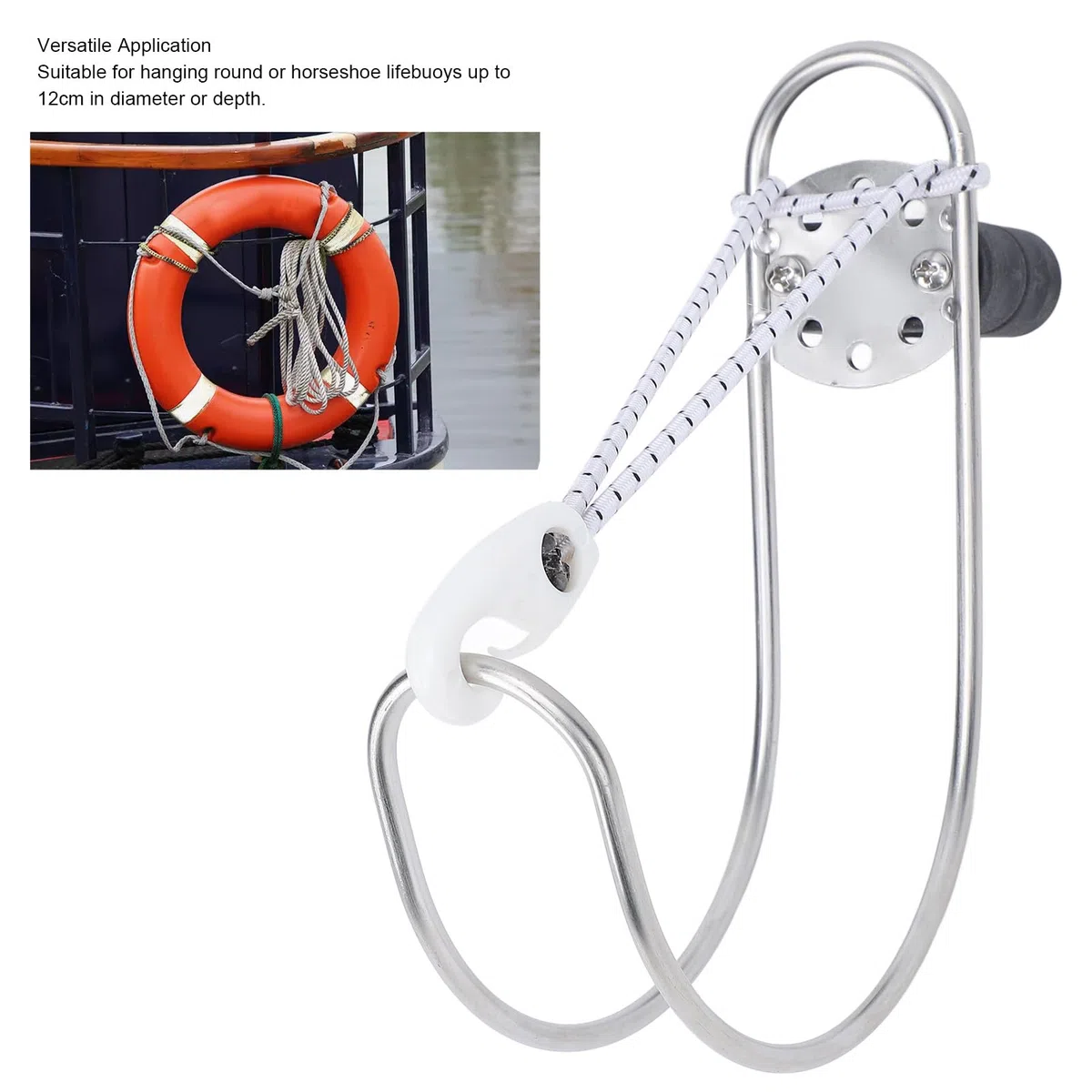 Yctze Soporte de Anillo para Salvavidas, Acero Inoxidable Pulido, para Barco, Yate, Herradura Marina, Soporte de Anillo para Salvavidas para Riel de 22 a 25mm
