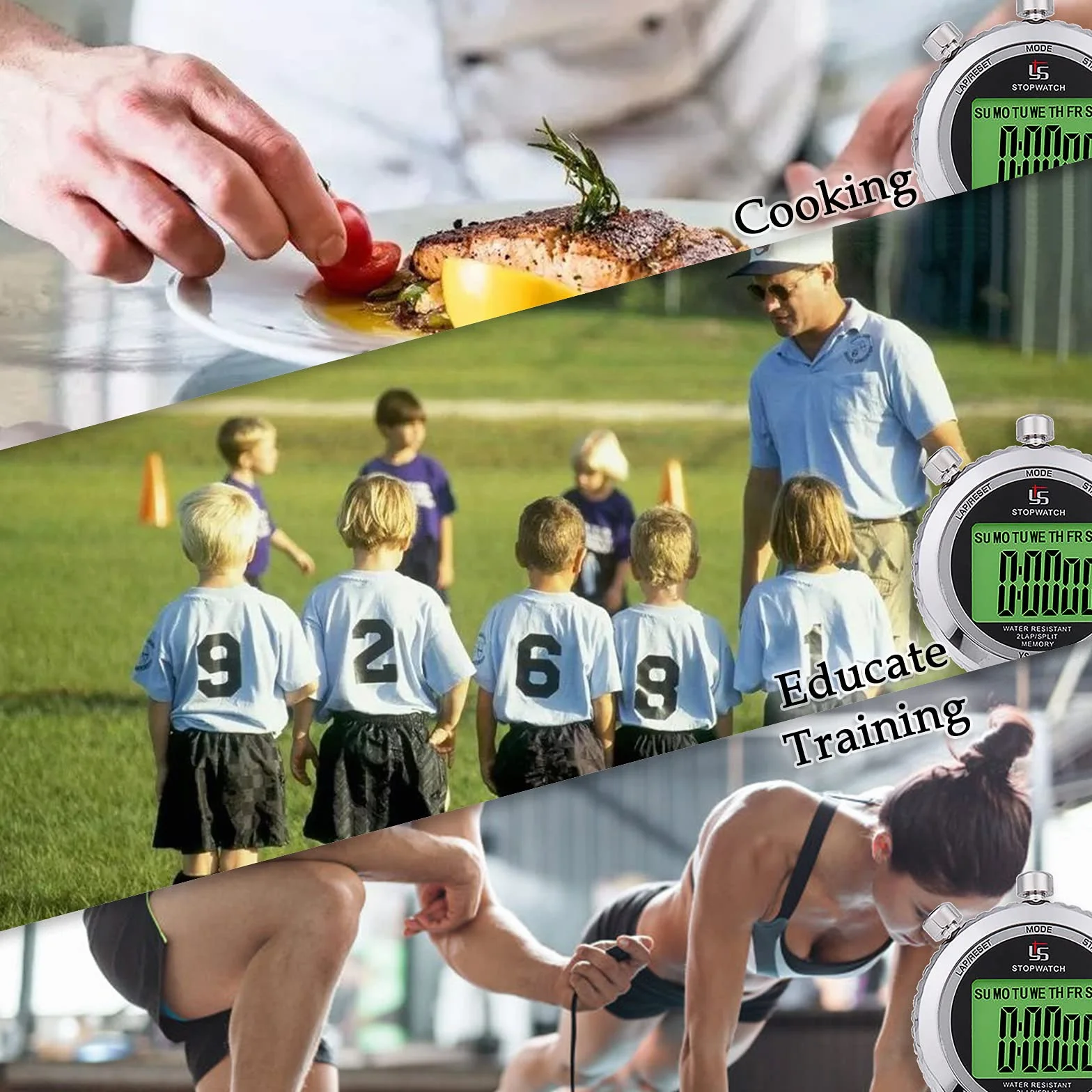 Cronómetro Oposiciones con Silbato,Cronómetro Deportivo Profesional 2 Memoria con Función Luminosa y Silenciosa para Gimnasio Piscina
