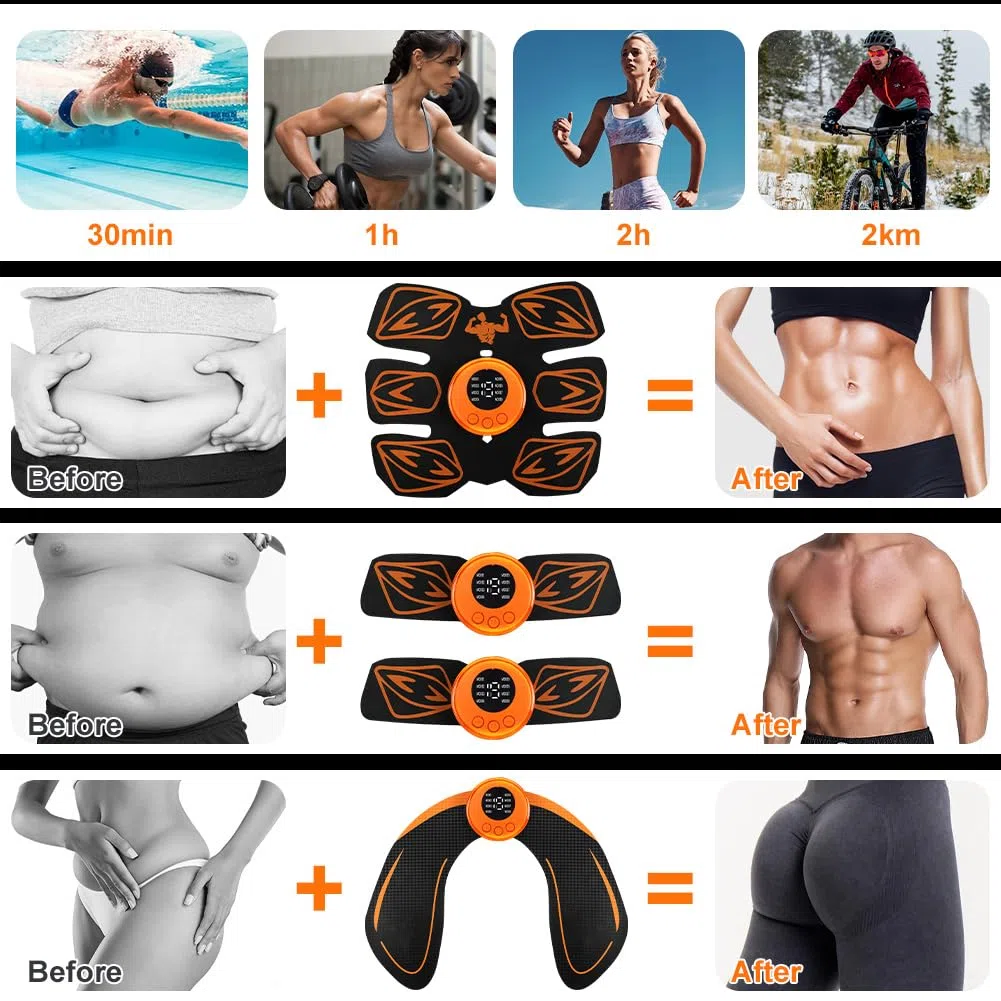 Aolso EMS Electroestimulador Muscular - Estimulador Muscular Abdominal, USB Recargable, Hombres Y Mujeres para Abdominales, Brazos, Piernas y Glúteos