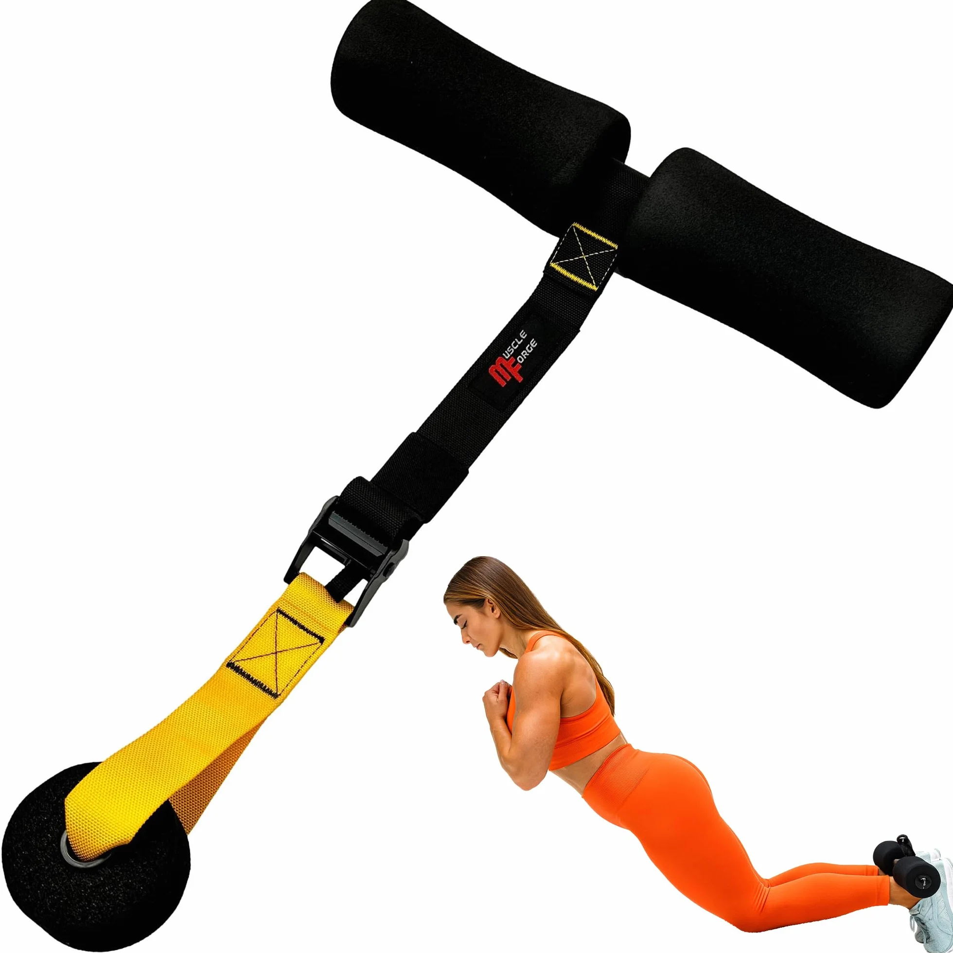 Nordic Curl Strap – Correa Ajustable Curl Nórdico, Isquios y Sentadillas Sissy – Fortalece Piernas, Glúteos, Core – Anclaje Puerta con Acolchado Tobillos – Hogar, Gym – Carga 180 Kg