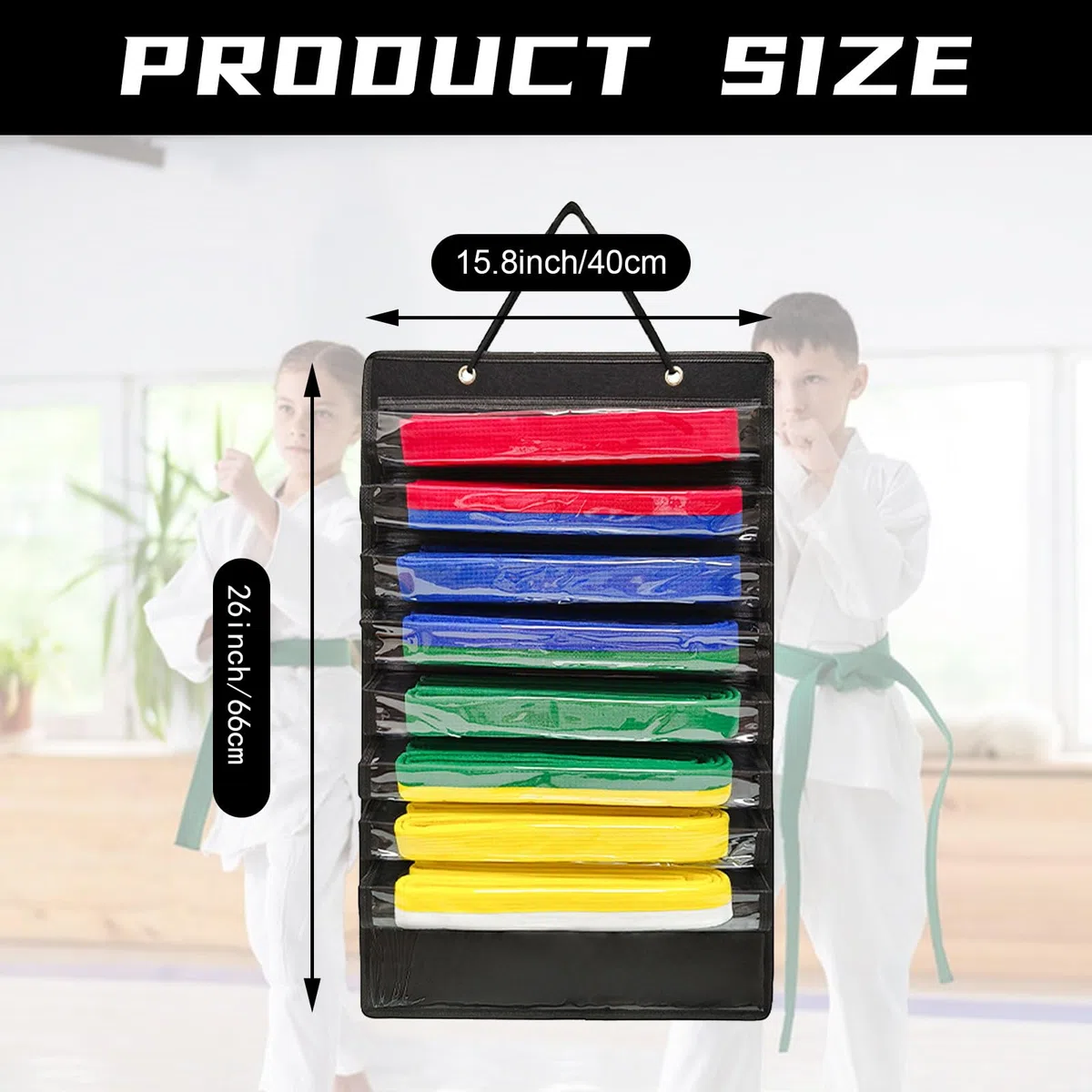 Organizador de cinturones de artes marciales, exhibición colgante de cinturón de karate con capacidad para 8 estudiantes de cinturones de karate, soporte de exhibición de cinturón de