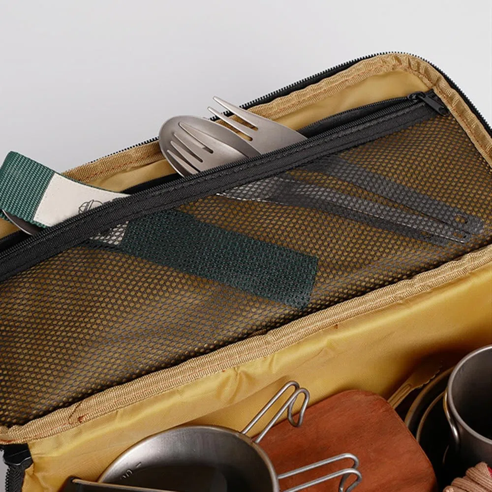 Mioyow - Bolsa de almacenamiento para utensilios de cocina, acampada, bolsa de transporte de vajillas impermeable con doble cremallera y asa para camping, senderismo, barbacoa,