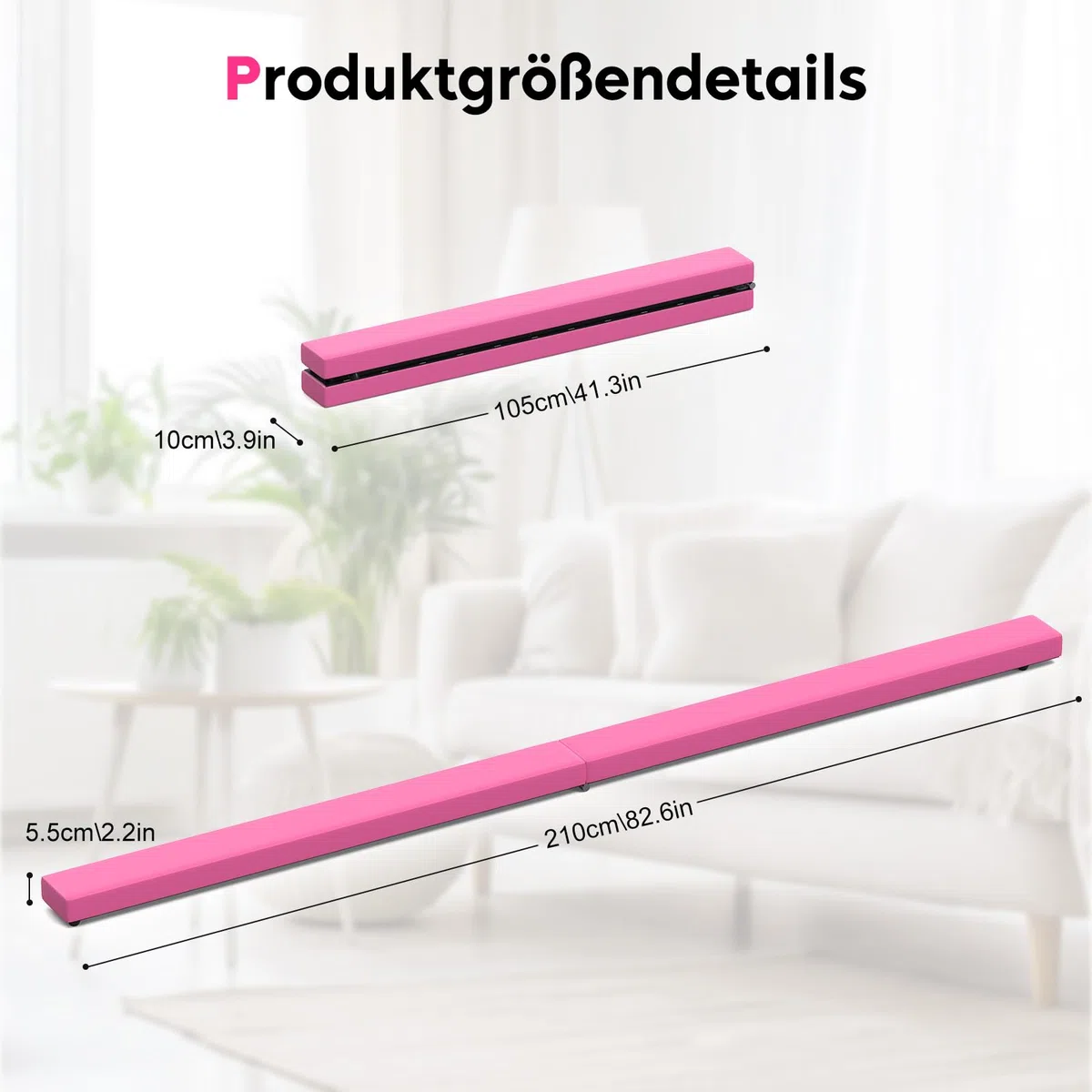U`King Barra de Gimnasia Plegable, Barra de Equilibrio, 2,1 m/220 Libras, de Ante sintético, para Entrenamiento en casa, Gimnasio, Ejercicio, Ejercicio