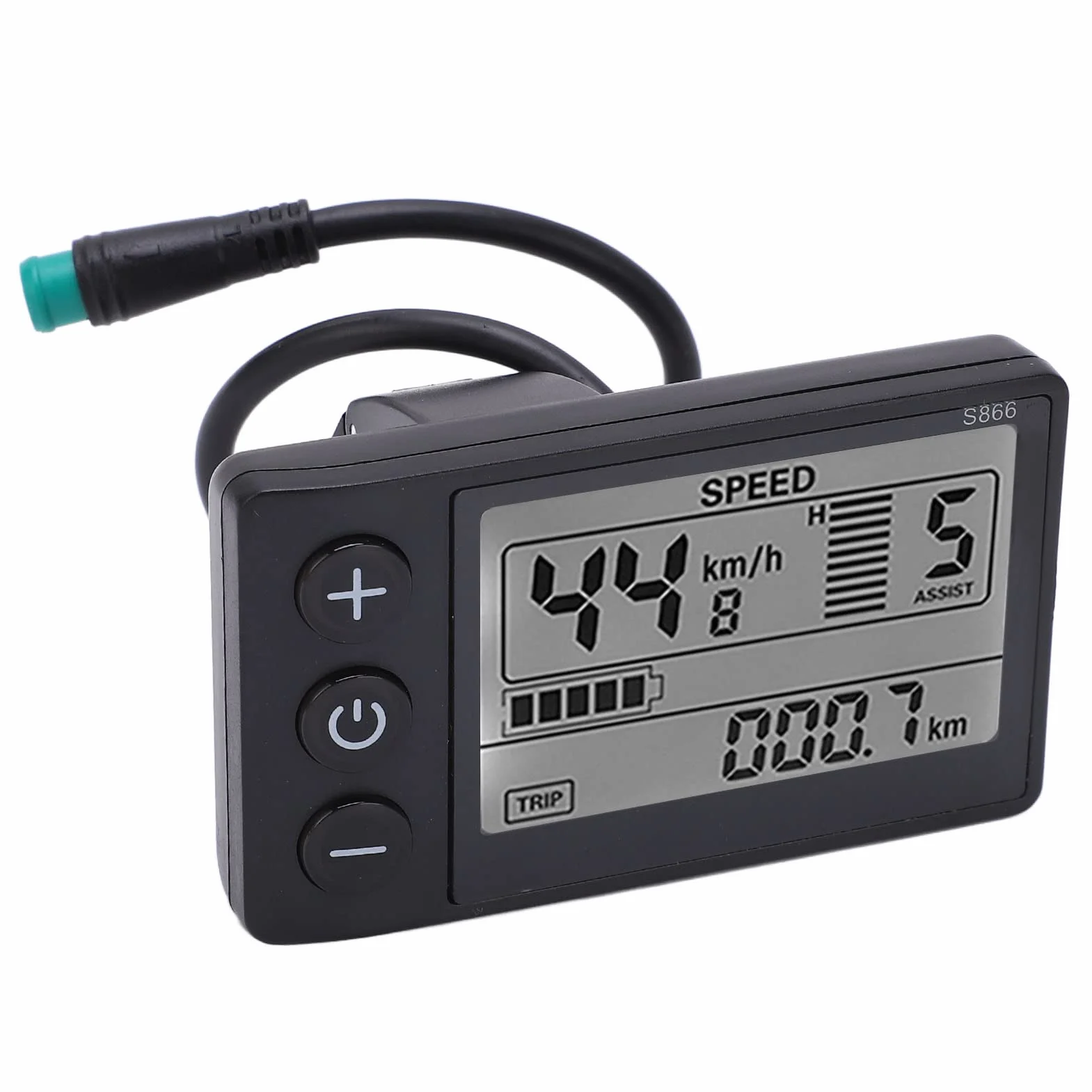 LCD Display Meter S866 Display Meter Control Panel with Waterproof Plug Electric Bike LCD Display Display 24V 36V (Default) 48V (Adjustable)