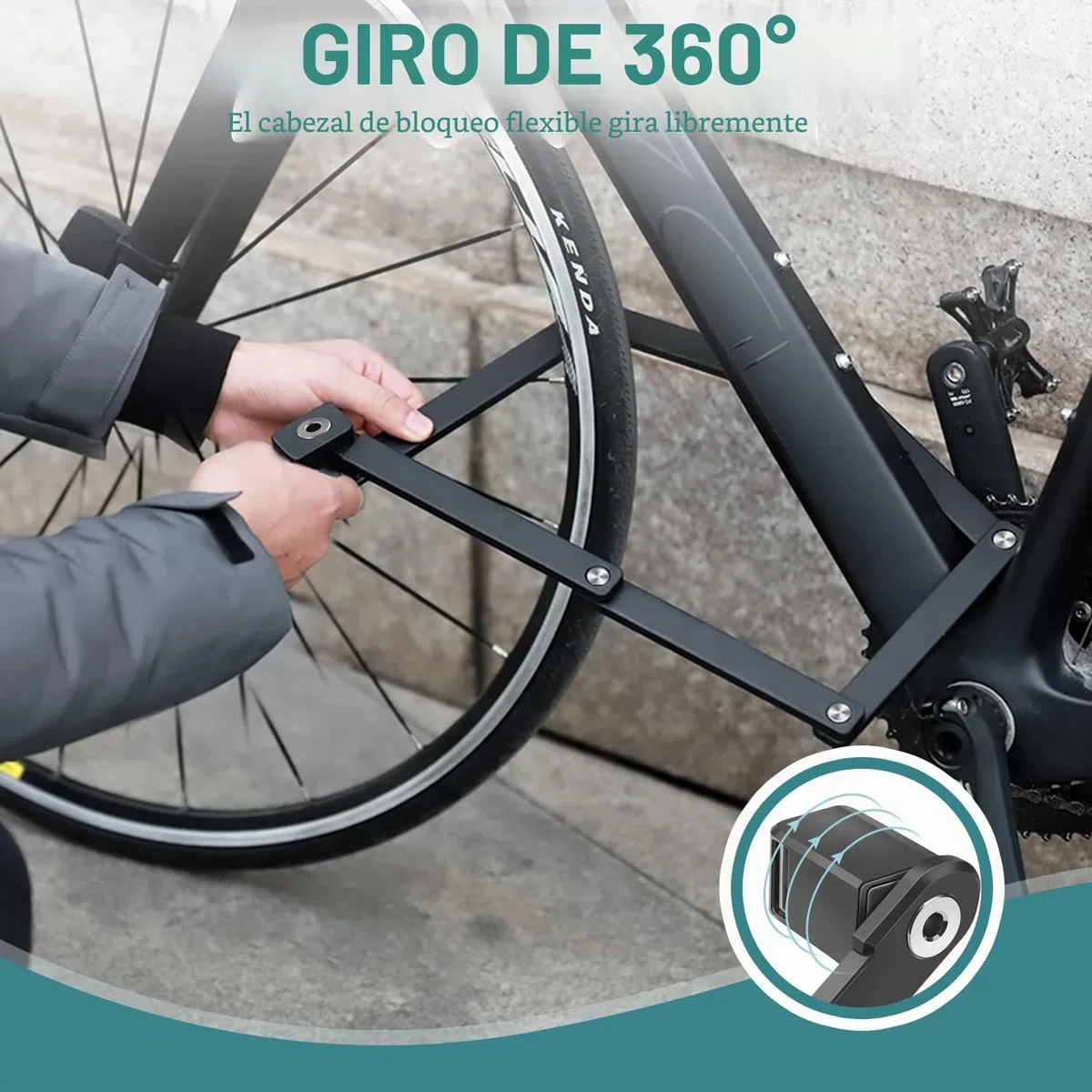 Vexloria Candado Plegable para Bicicleta | Alta Seguridad Antirrobo | Acero Endurecido | Longitud 86 cm | Con Soporte | Para Bicicleta, E-Bike y Moto