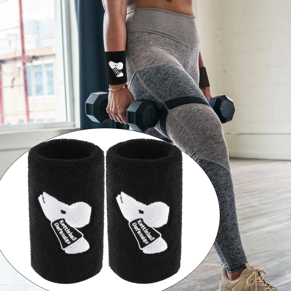 2X Muñequera Gimnasio, Muñequeras para Kettlebell Levantamiento de Pesas mit Unterstützung, Protectores de Muñeca Suaves, Muñequeras con Pesas Rusas, Negro
