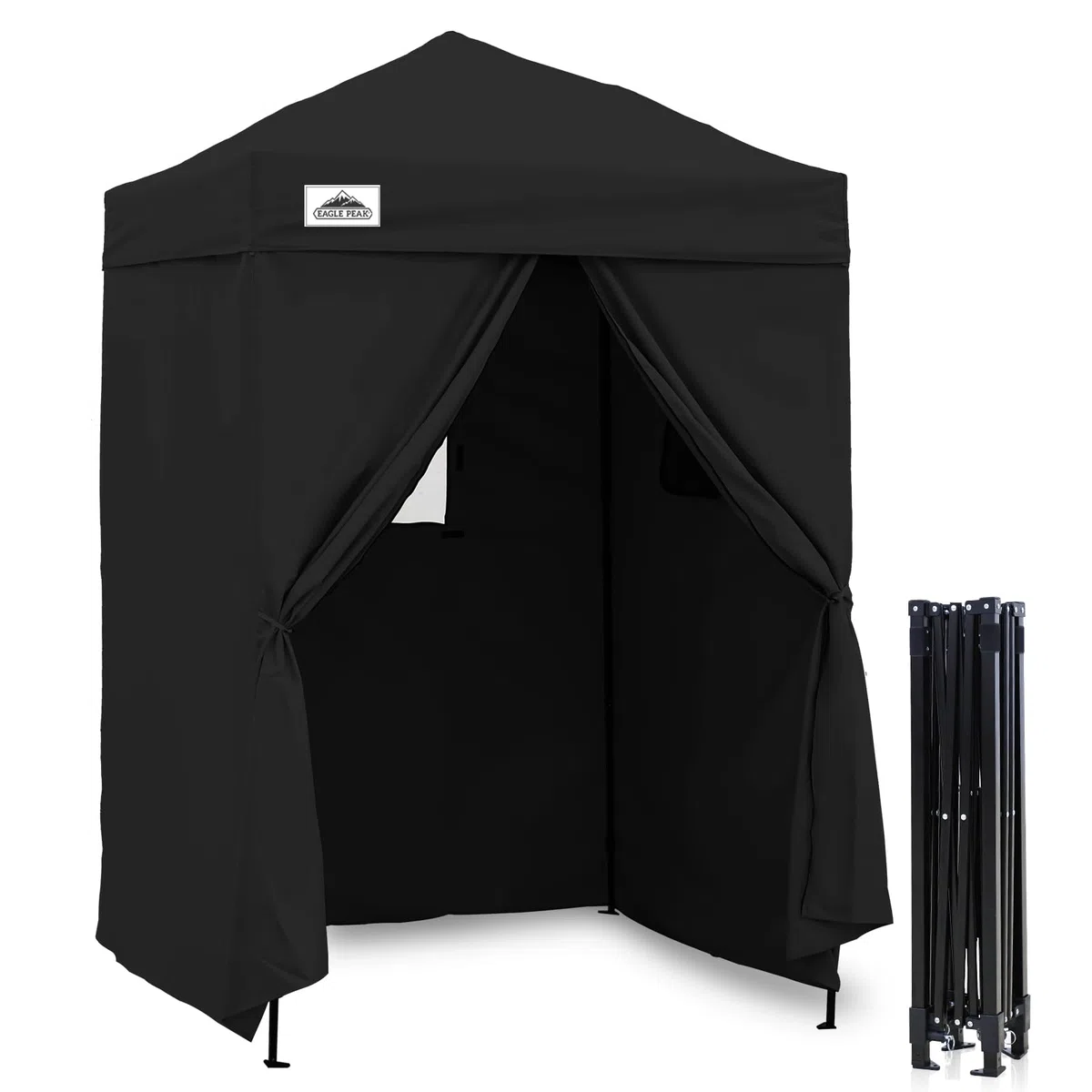 Eagle Peak Flex - Toldo Plegable Ultra Compacto de 1,5 m x 1,5 m, Refugio Solar, Vestuario, cabaña portátil para Piscina, sesiones de Fotos de Moda o Camping, Color Negro