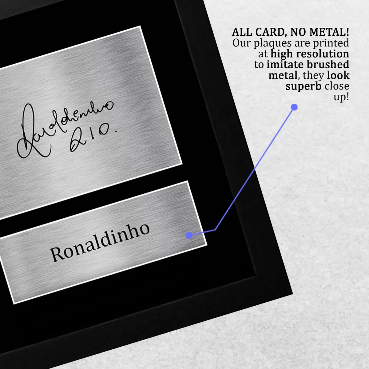 HWC Trading Ronaldinho Paris Blue and Reds Regalos Impresos Imagen De Autógrafo Firmado Para Los Aficionados Al Fútbol Y Partidarios - A4 Enmarcado