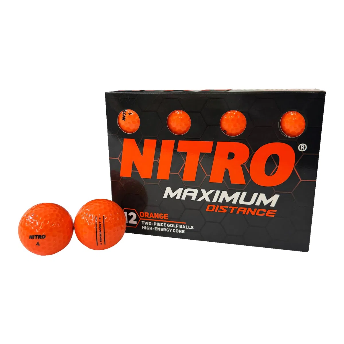 Nitro Maximum Distance Pelotas de Golf de máxima Distancia (Paquete de 12), Color Amarillo Unisex Adulto