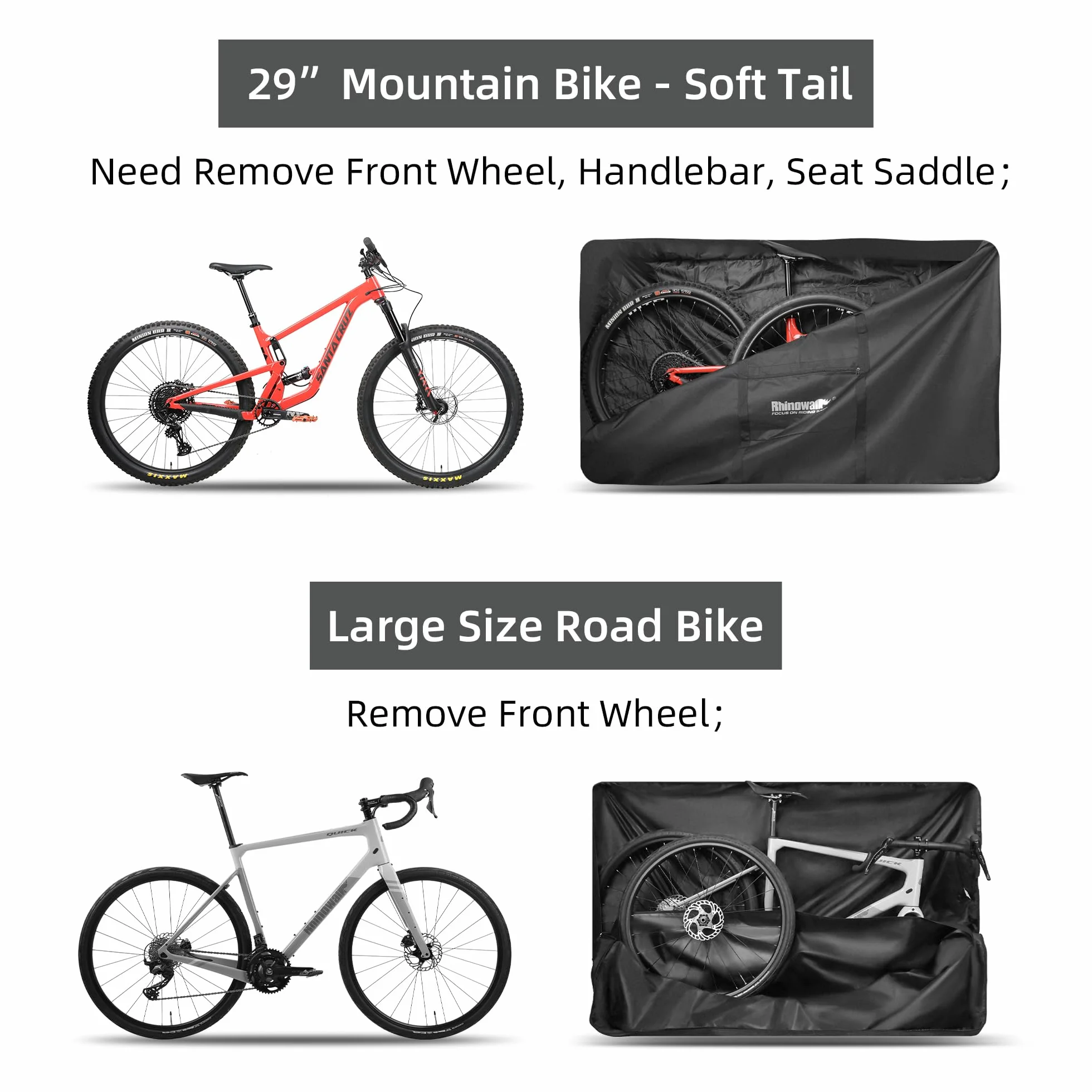 ENJOHOS Bolsa Transporte Bicicleta 29 Pulgadas MTB Bolsa de Viaje para Bicicleta de Carretera Talla 61 Guardar Bicicleta de Montaña Plegable para Equipaje para Viajes en Tren Avión Coche Barco