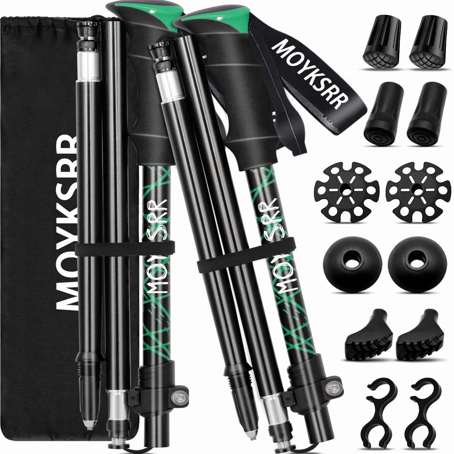 MOYKSRR Bastones de Senderismo Bastones Trekking Plegables, 2pcs Bastones Marcha Nordica Plegables, Ajustar la Longitud 108-135CM, Bastones Trekking Carbono e Alluminio,Caminar, Montaña, Trail Viaje