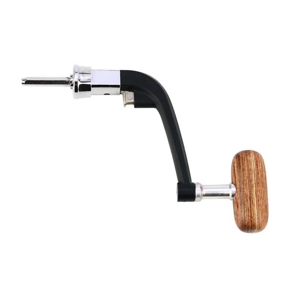 Carrete de mango de pesca Gonetre plegable de metal giratorio carrete de pesca mango brazo basculante perilla de madera para ruedas aparejos de pesca