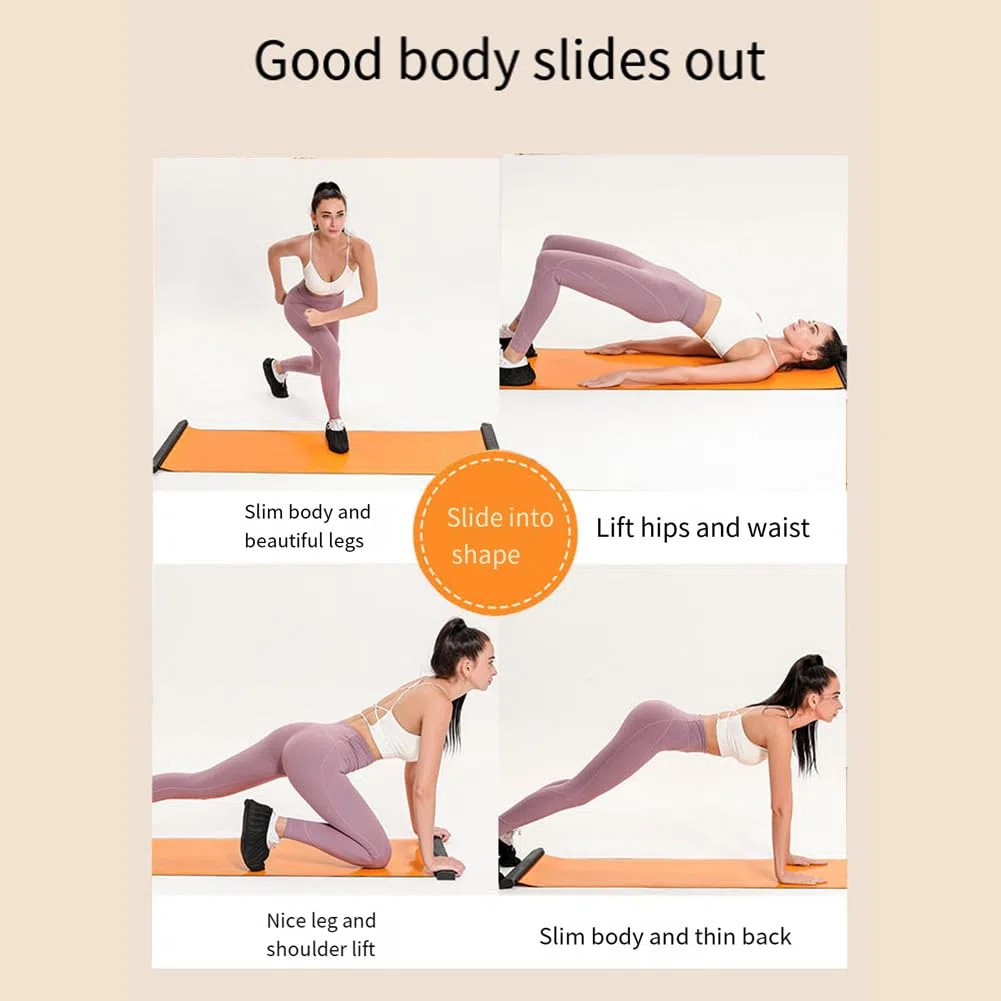 Alfombrilla deslizante para yoga, deportes, fitness, placa deslizante, ejercicio, correr, patinaje, entrenamiento de piernas, equipo de gimnasio, fácil de instalar, naranja, 140 cm