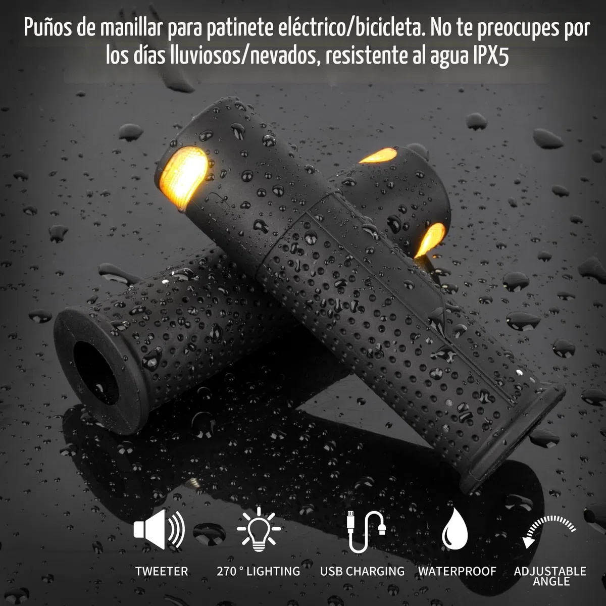 Accesorio para scooter, Luz intermitente con mango, Negro, Luces intermitentes y de advertencia, para Xiaomi M365/Pro2/1S Ninebot ES1 ES2 ES4 G30 Soft Handlebar Grips
