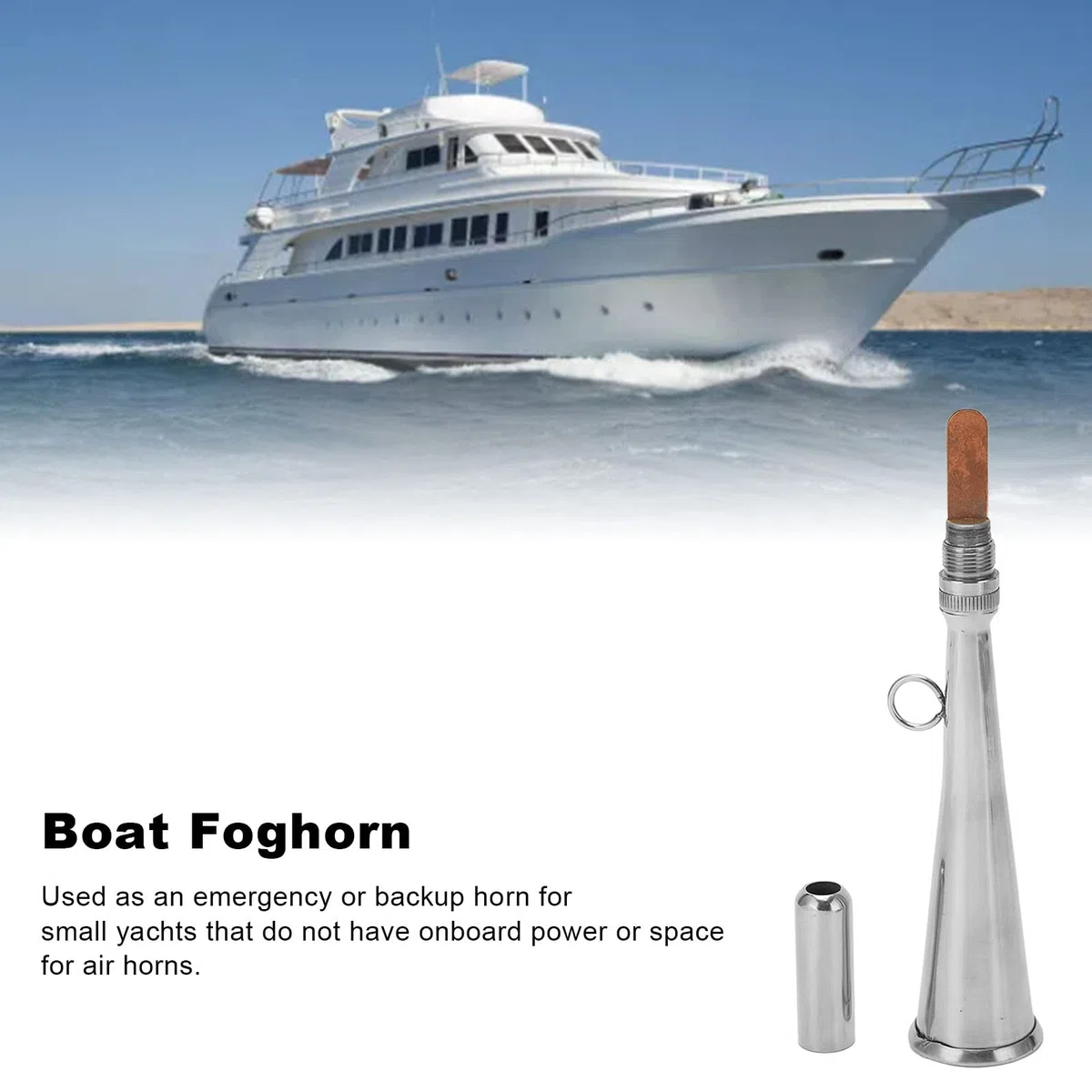 Sirena de Niebla para Barco, Bocina de Aire Manual para Bote, Bocina de Niebla de Acero Inoxidable de Mano, Silbato de Señal Fuerte para Respaldo de Emergencia