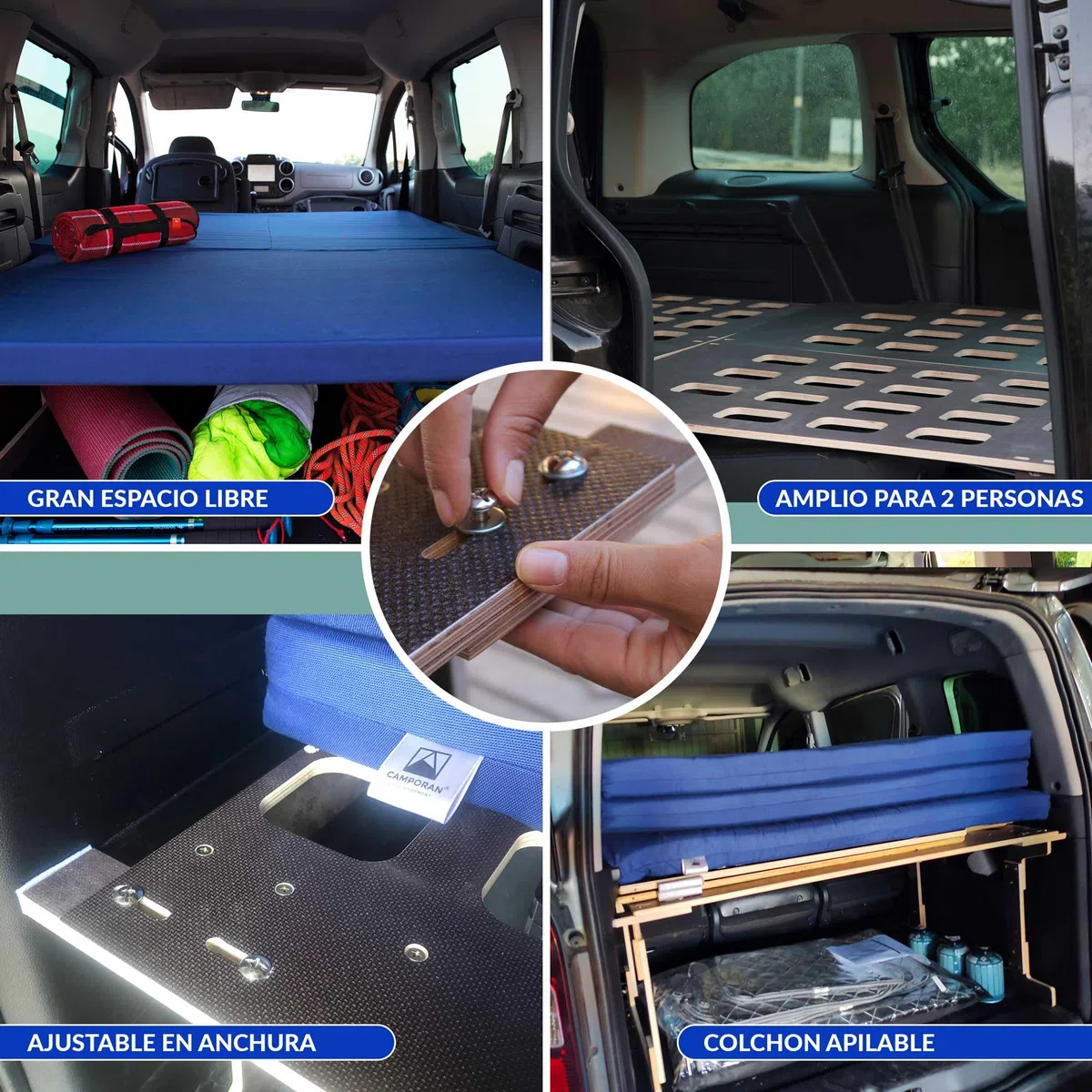 Cama Camper para Furgoneta PEQUEÑA con Colchón Plegable, Kit Camper Básico para Furgo, Cama Desmontable Fácil Montaje