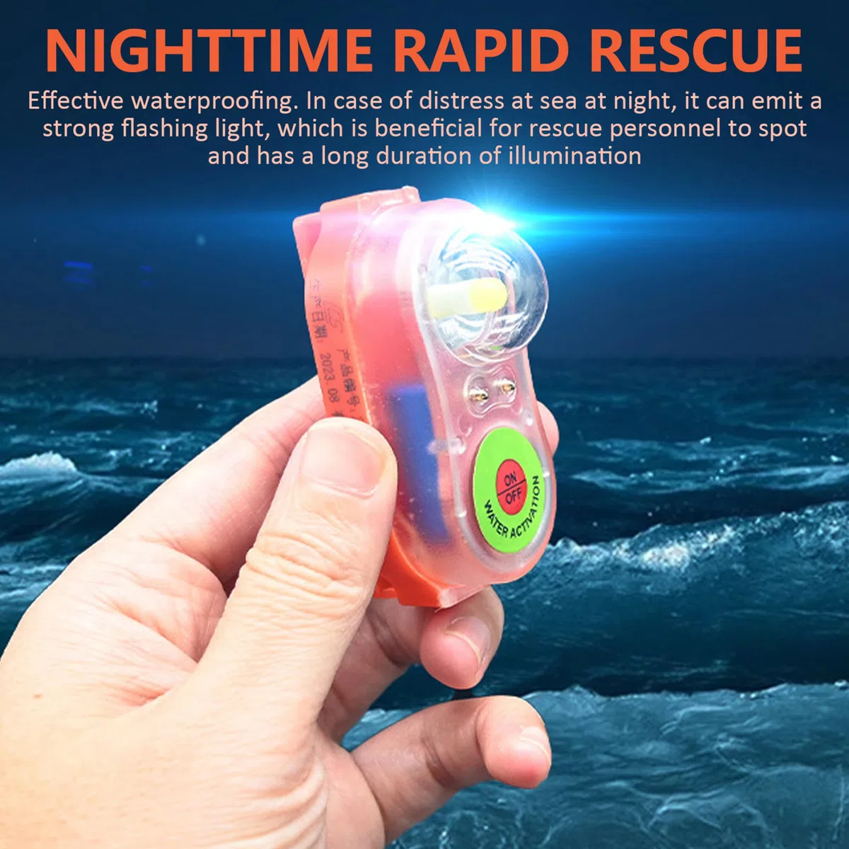 Paquete de 4 Luces de Emergencia activadas por Agua para Chaleco Salvavidas para Adultos - Luz de Chaleco Salvavidas aprobada 150N, Naranja Rojo